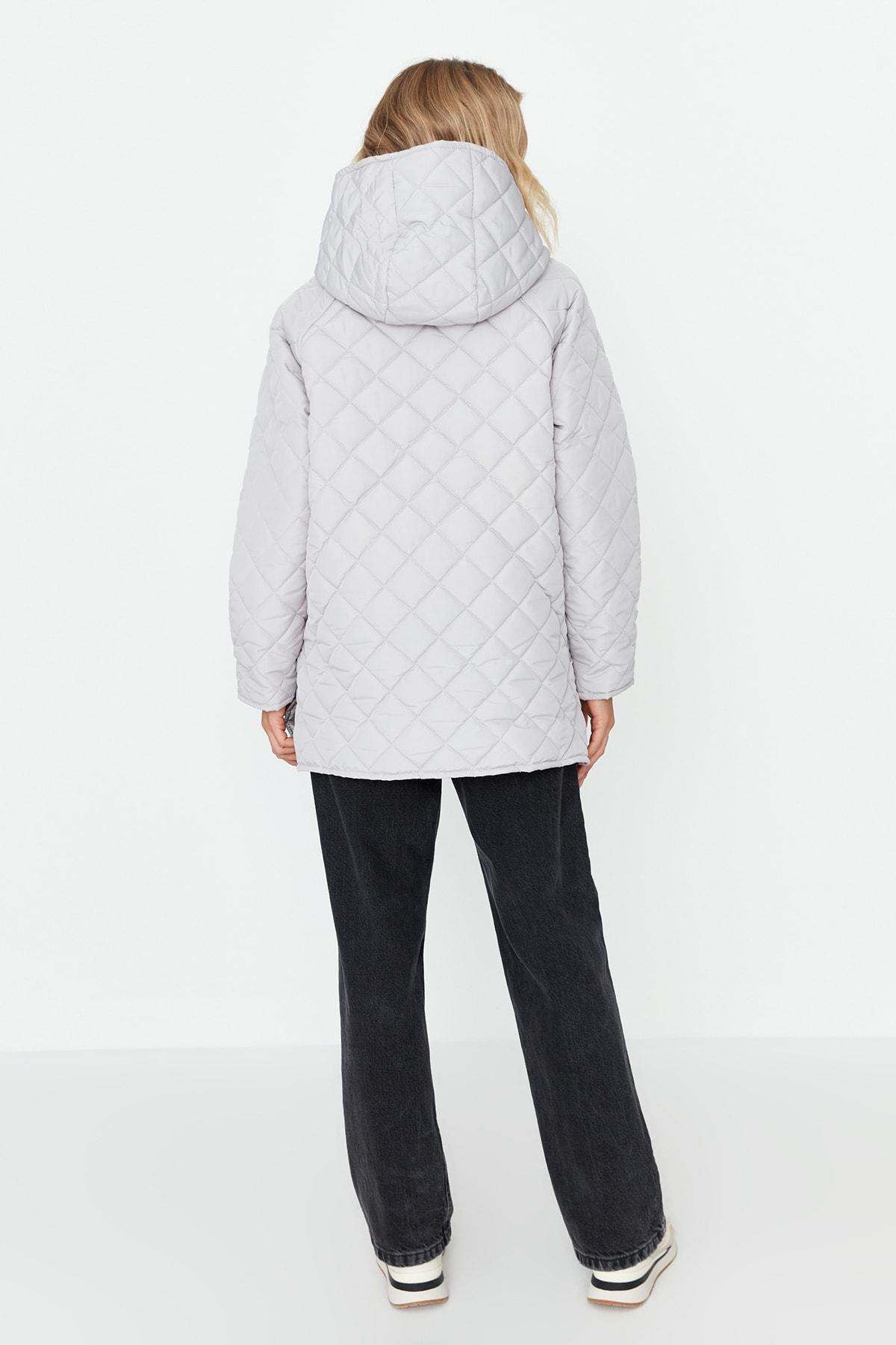 Trendyol - Gray Oversize Puffer Jacket