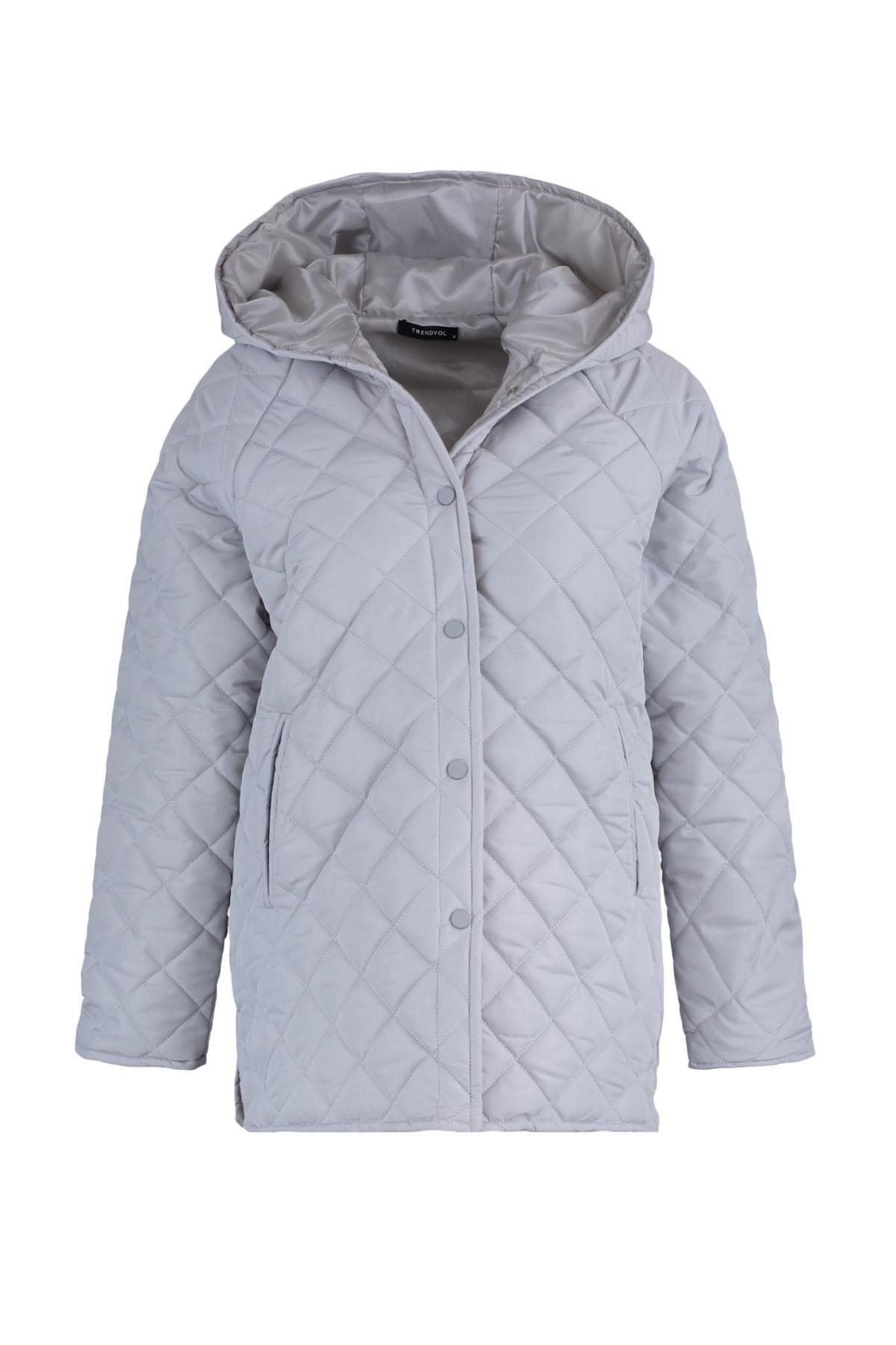 Trendyol - Gray Oversize Puffer Jacket