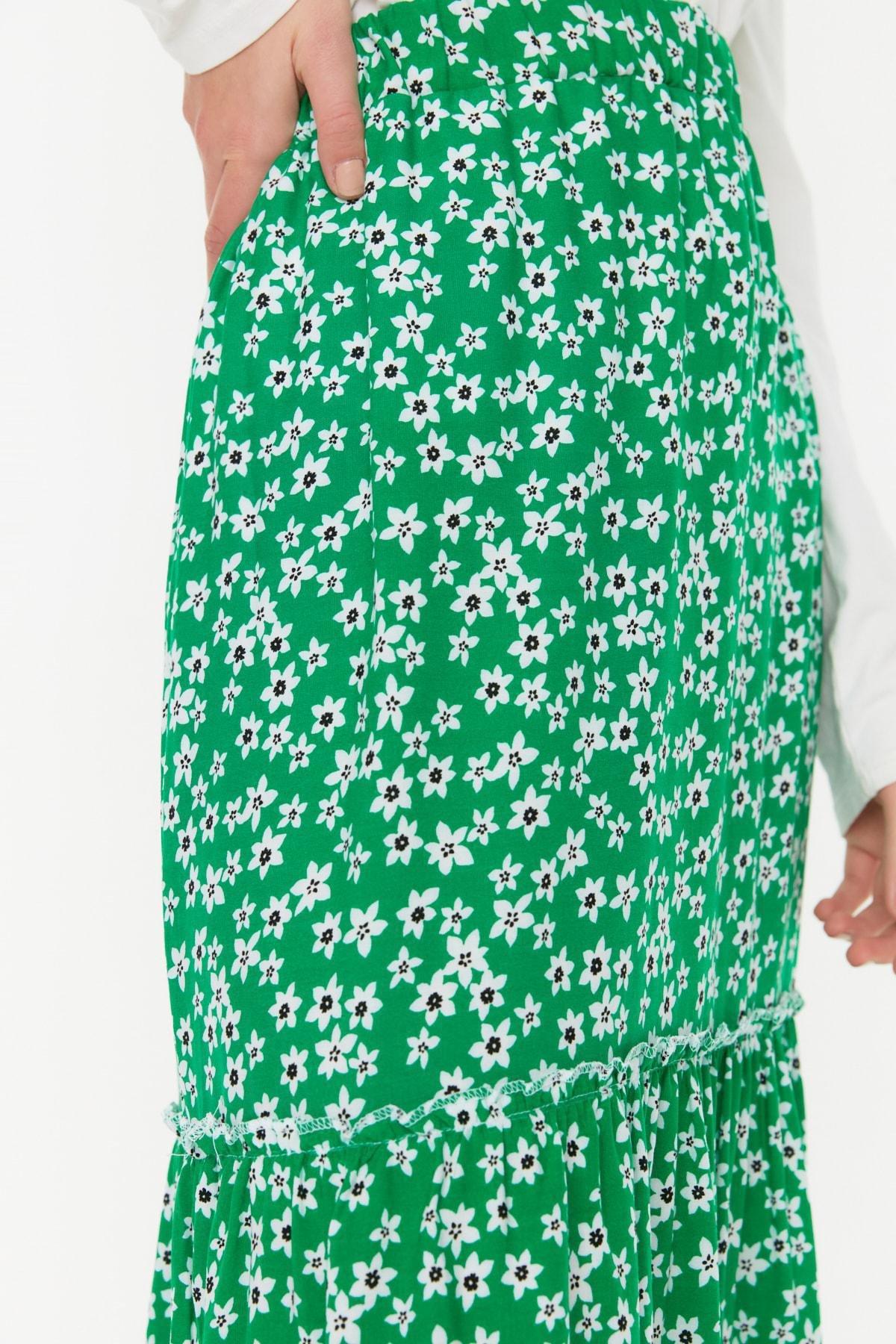 Trendyol - Green Floral Maxi Skirt