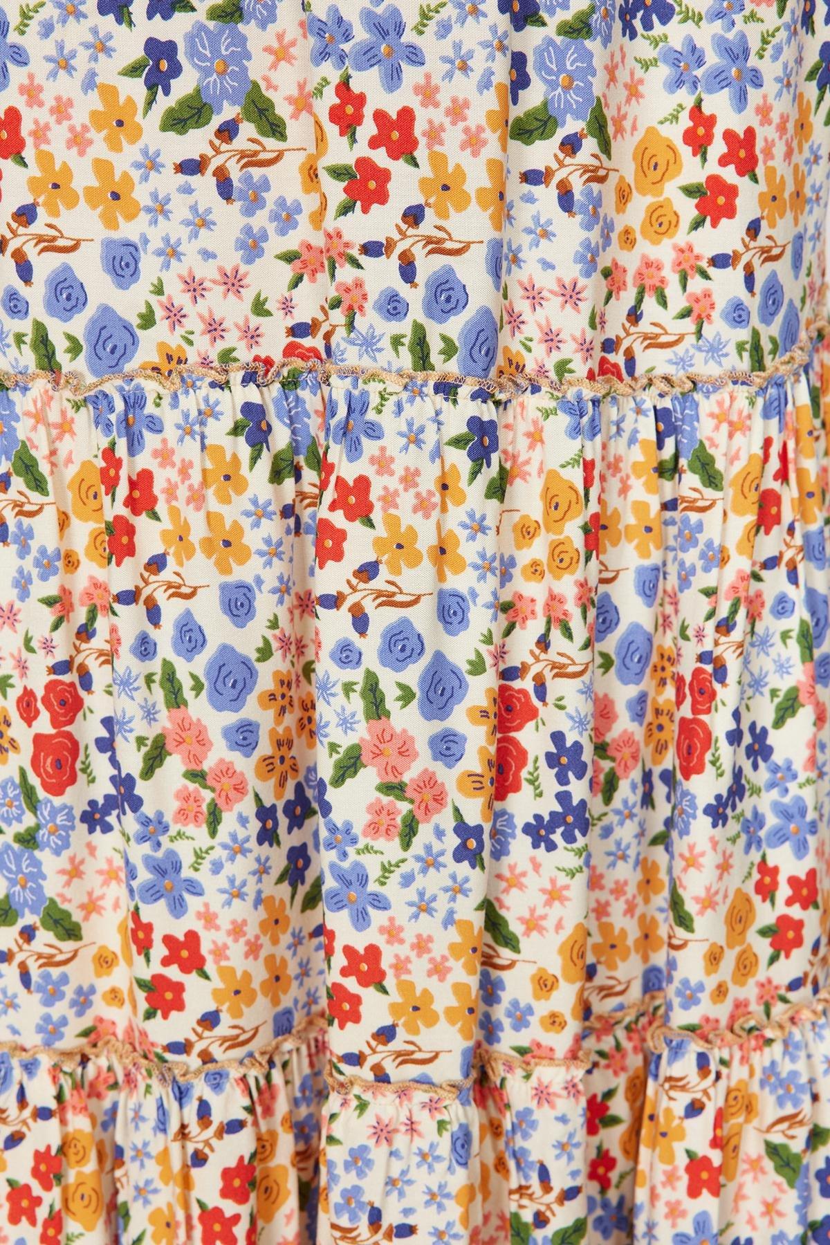Cream Floral Maxi Skirt, , large image number 4