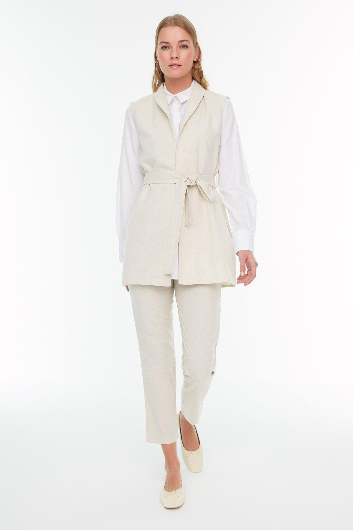 Beige Lapel Collar Co-Ord Set, , large image number 3
