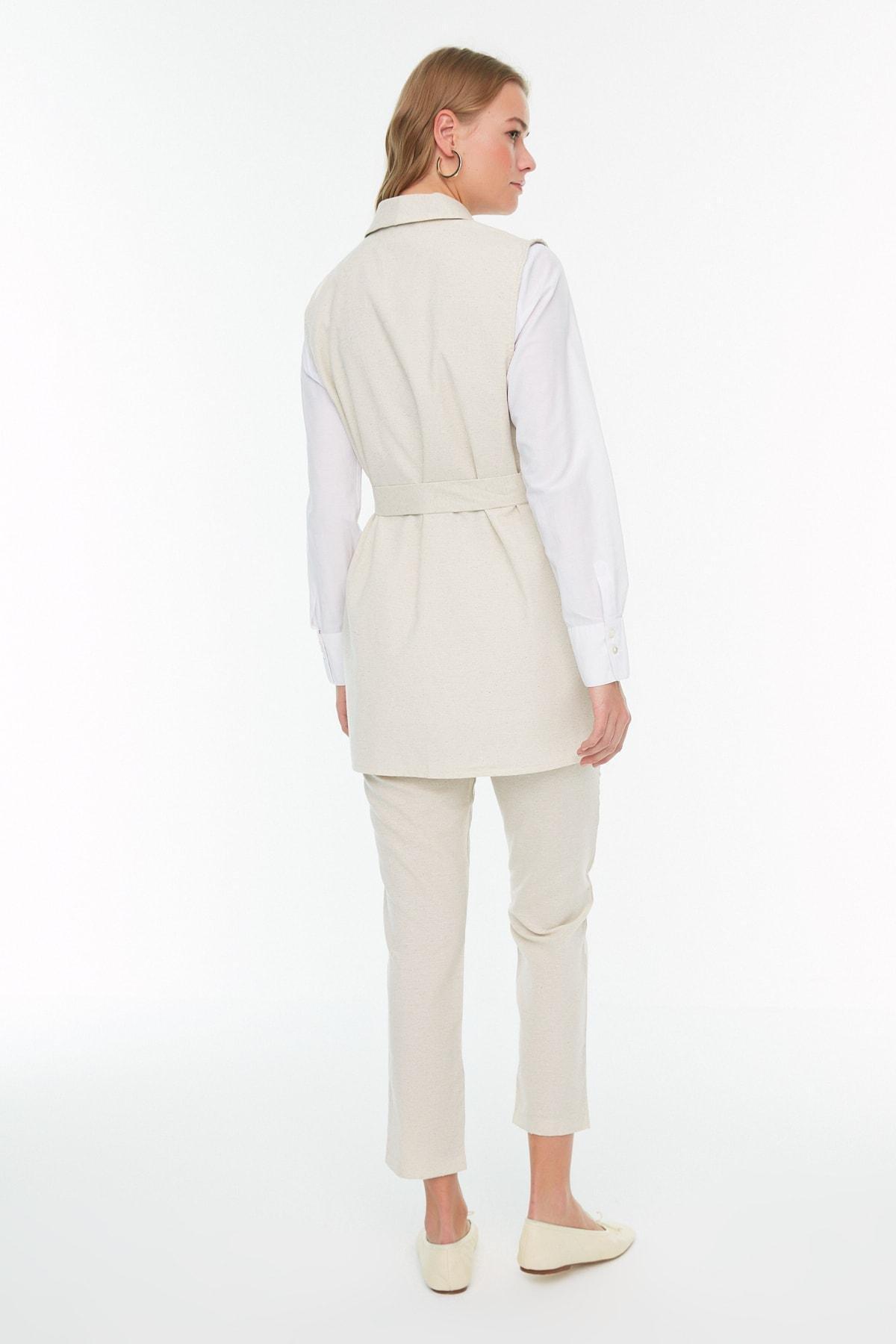 Beige Lapel Collar Co-Ord Set, , large image number 4