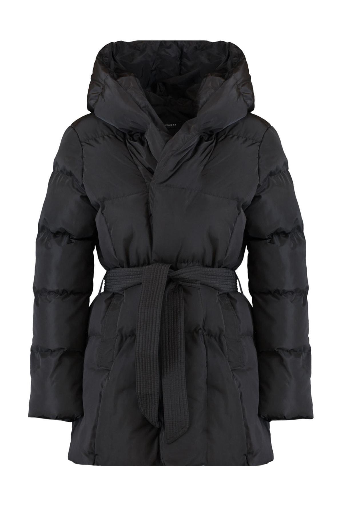 Black Hooded Puffer Jacket, , large image number 4