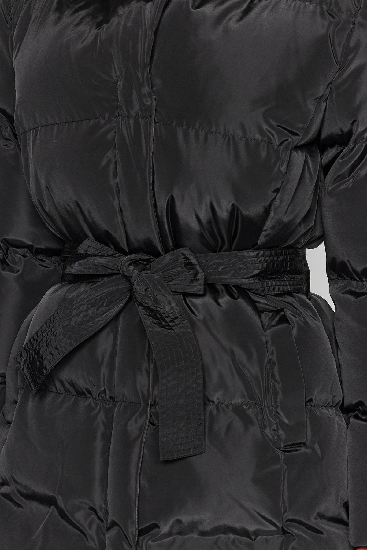 Black Hooded Puffer Jacket, , large image number 5