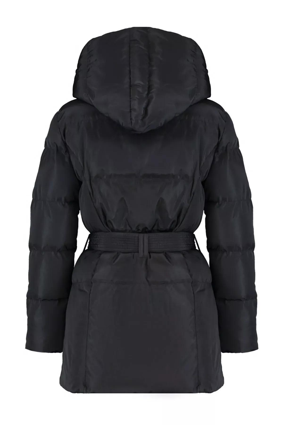 Black Hooded Puffer Jacket, , large image number 5
