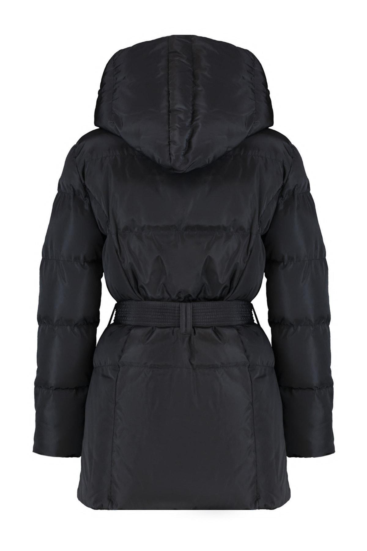 Black Hooded Puffer Jacket, , large image number 6