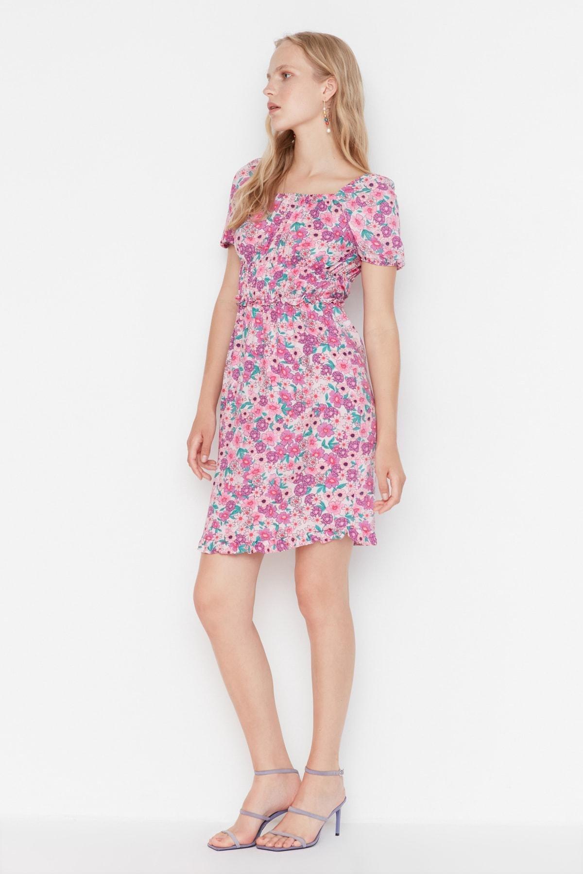 Multicolour Square Collar Mini Dress, , large image number 1