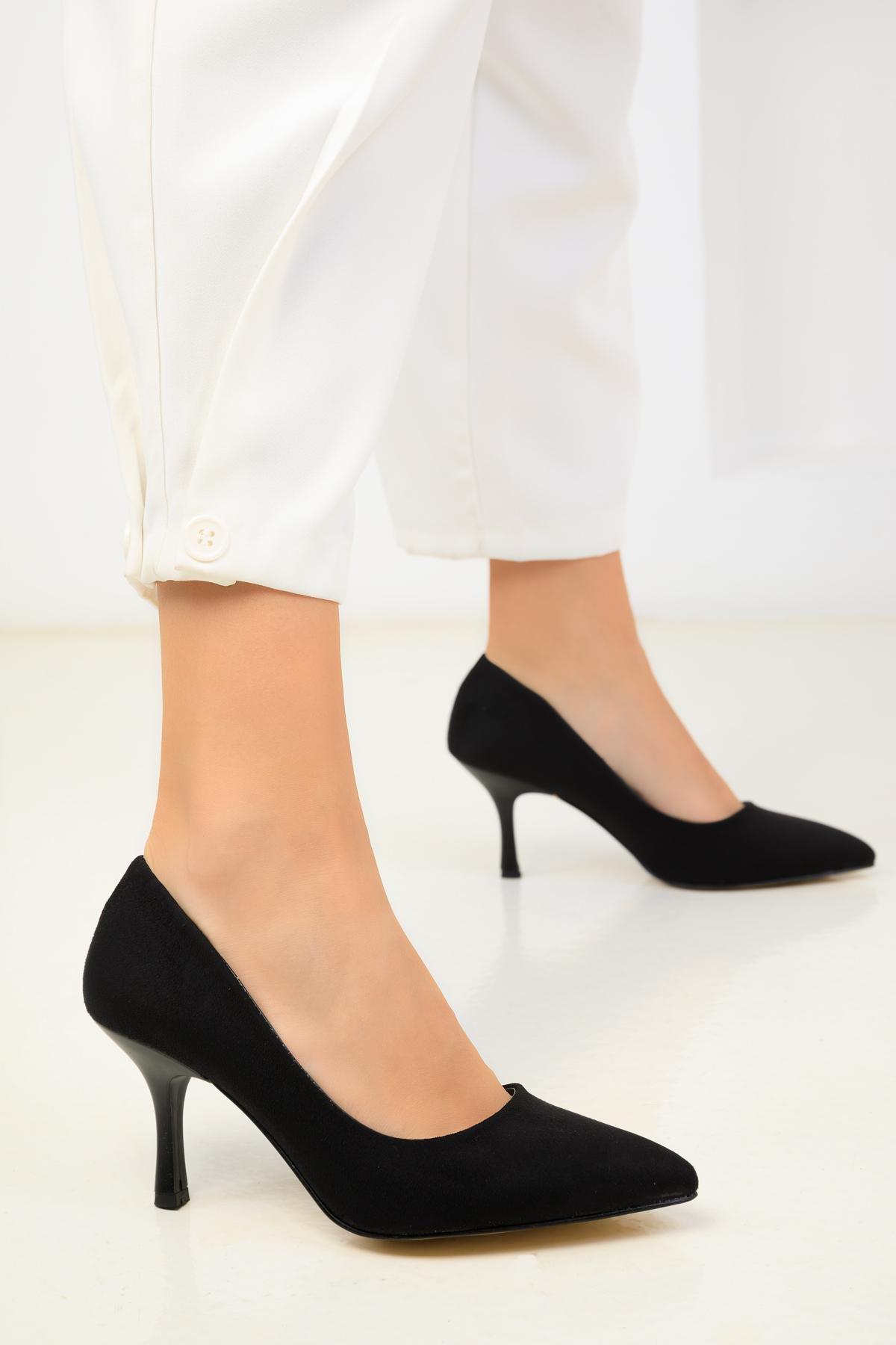 Black Suede Classic Heeled Shoes, C101_2531, large image number 4