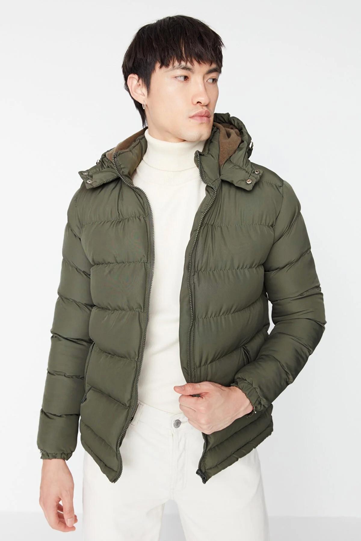 Khaki Puffer Windproof Jacket, Khaki, large image number 0