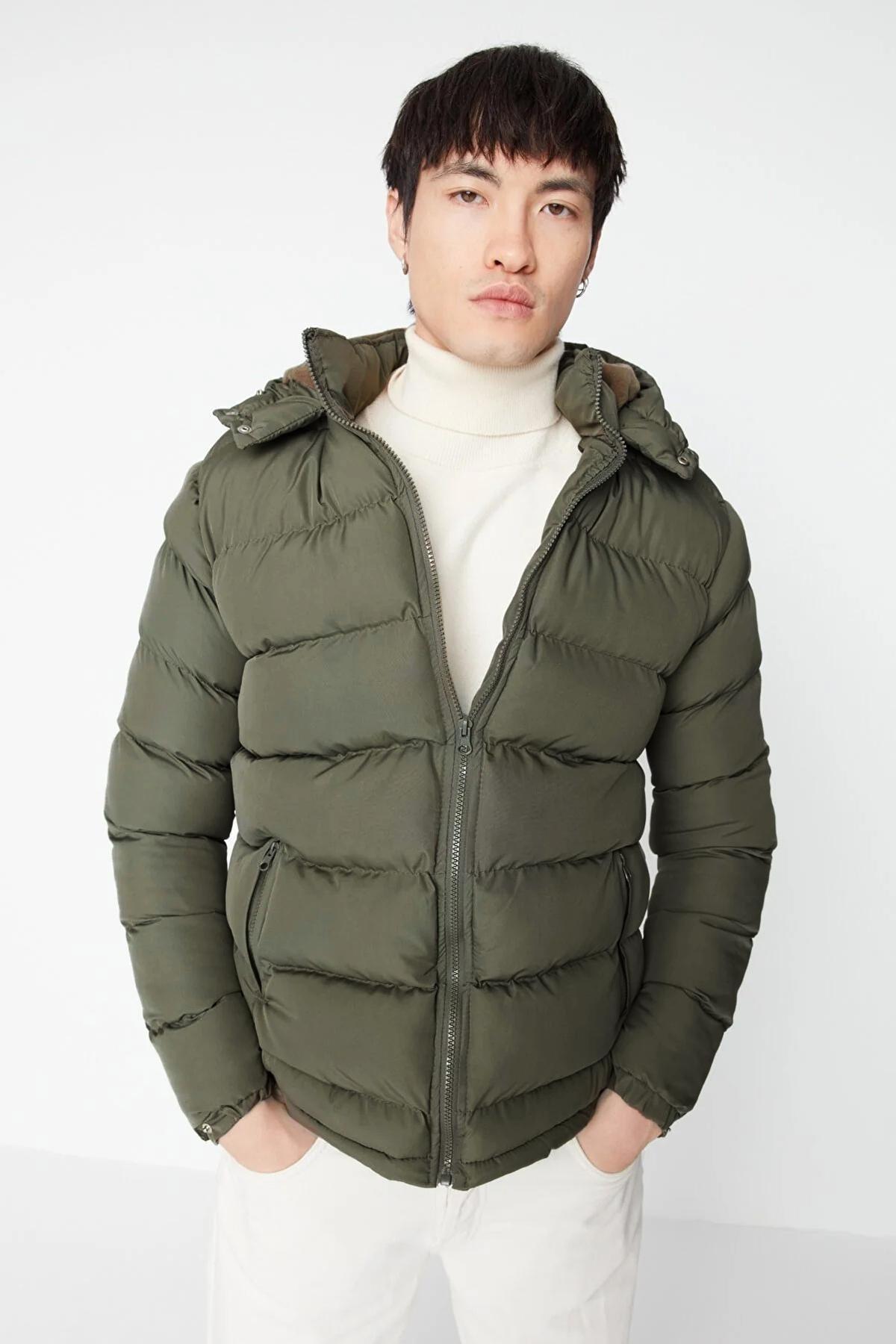 Khaki Puffer Windproof Jacket, Khaki, large image number 1