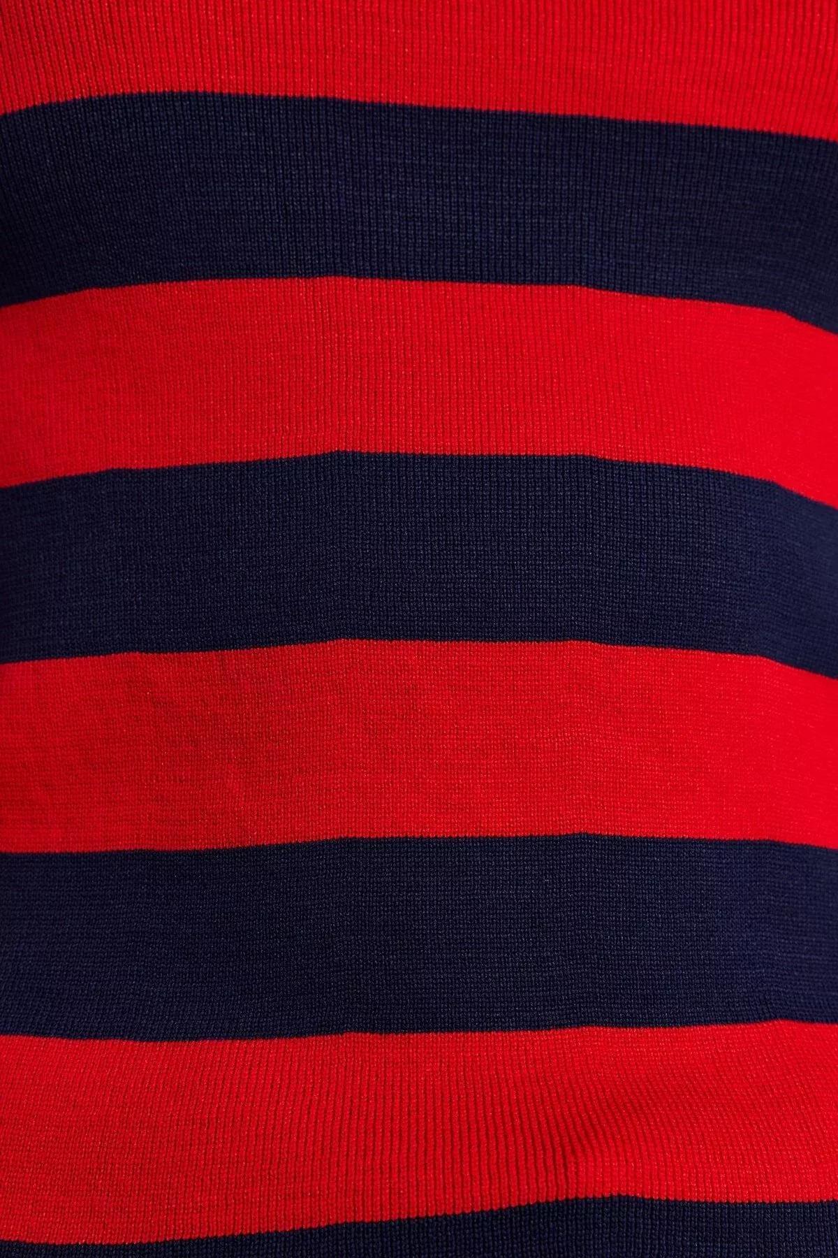 Navy V-Neck Slim Blouse, Dark blue, large image number 2