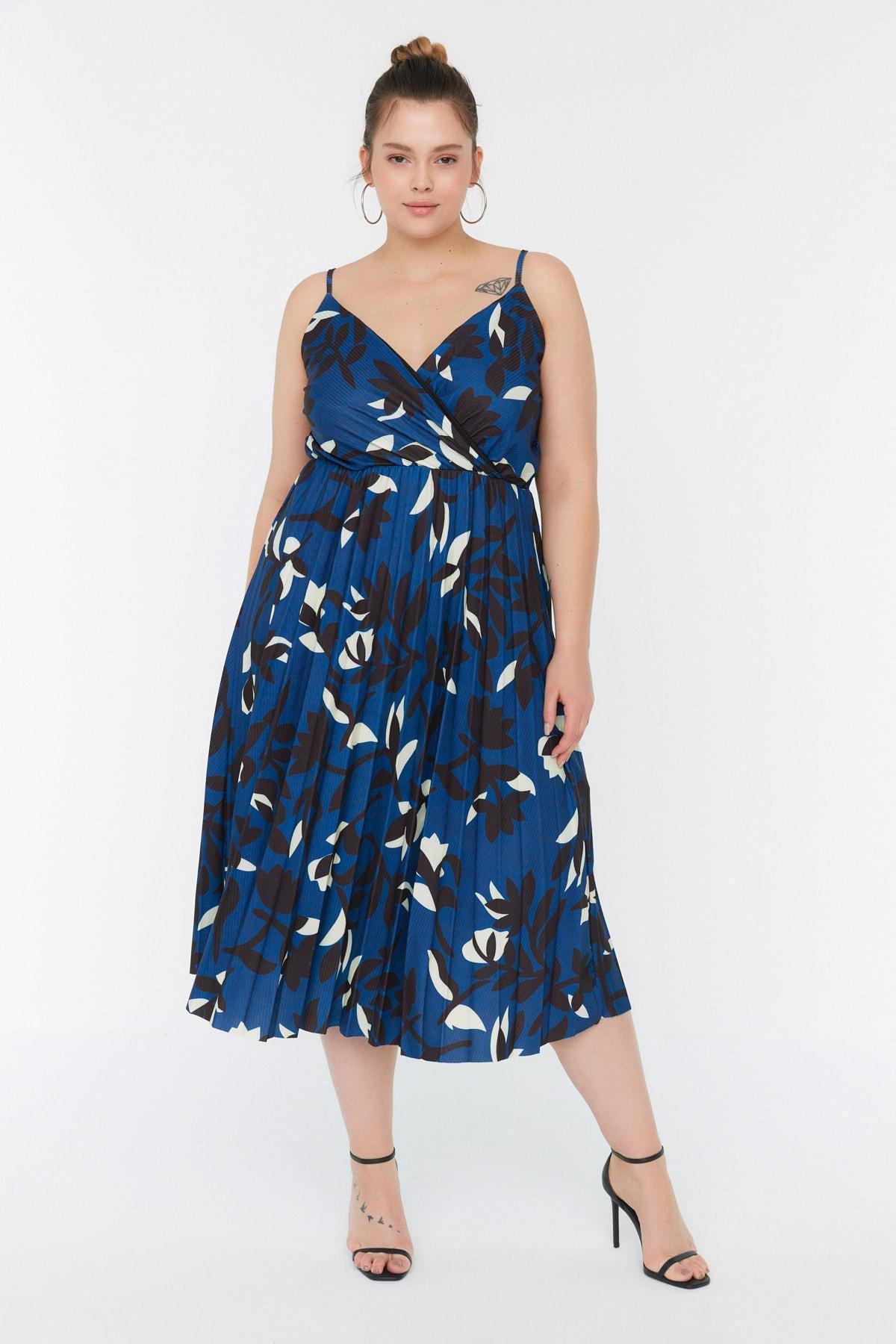 Blue A-Line Plus Size Dress, , large image number 0