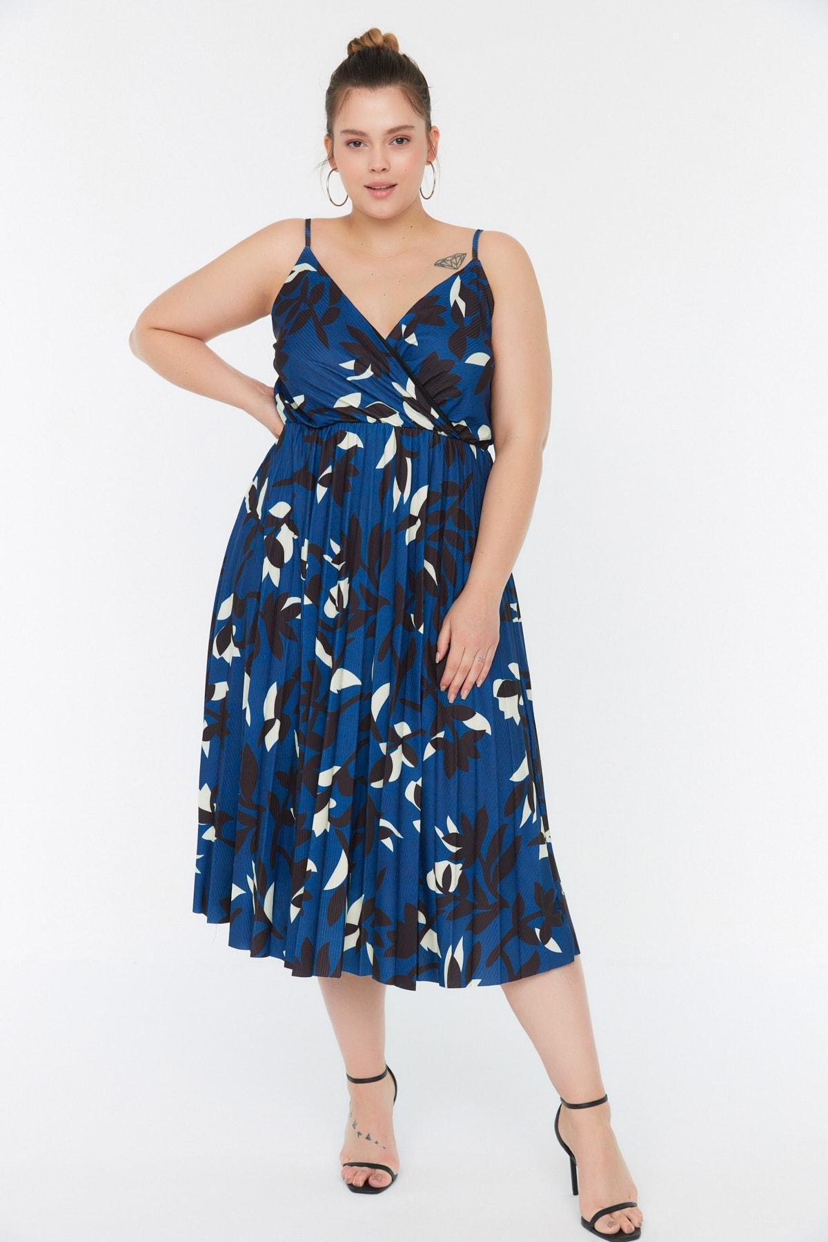 Blue A-Line Plus Size Dress, , large image number 1