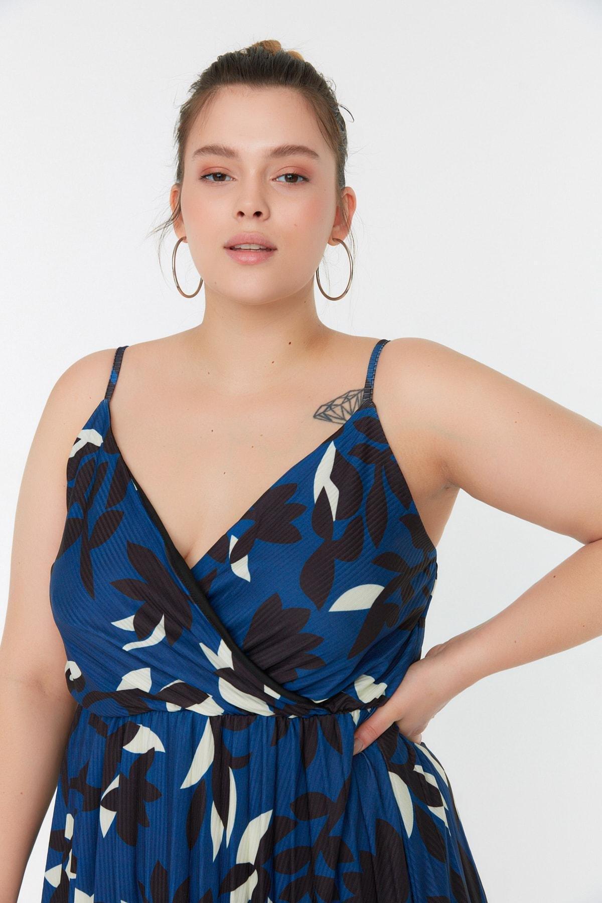 Blue A-Line Plus Size Dress, , large image number 2