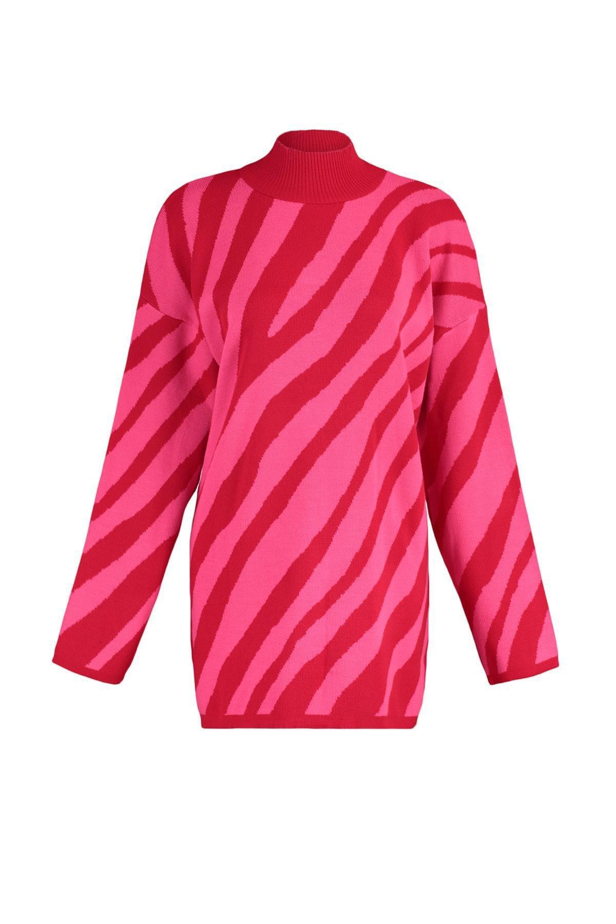 Red Crew Neck Striper Sweater, , large image number 5