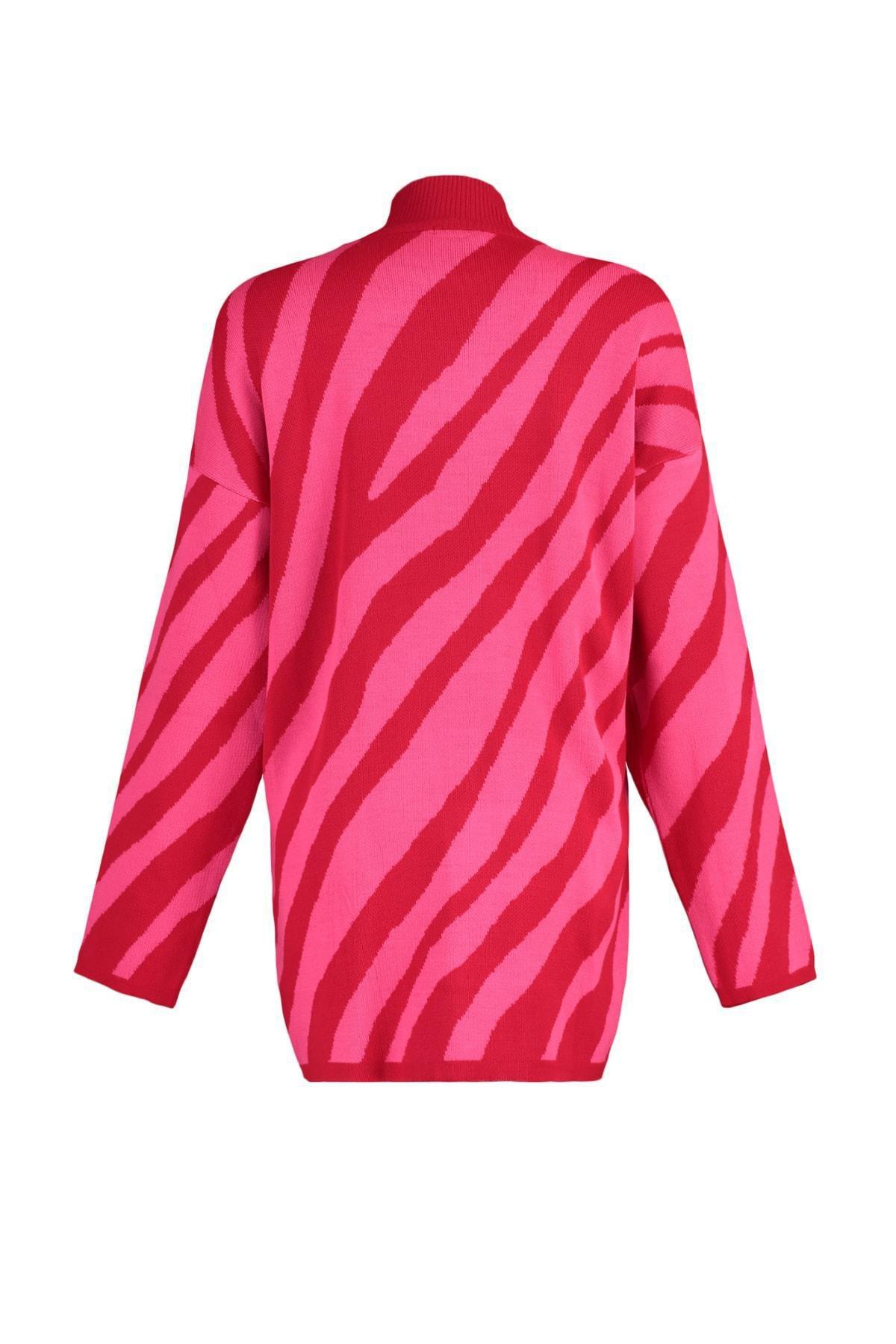 Red Crew Neck Striper Sweater, , large image number 7