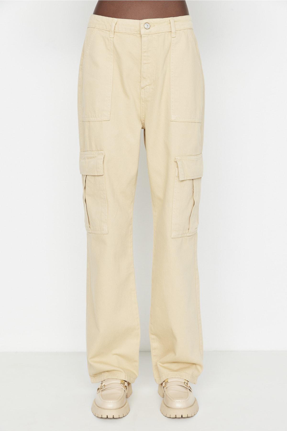 Beige 90S Wide Leg Jeans, , large image number 4