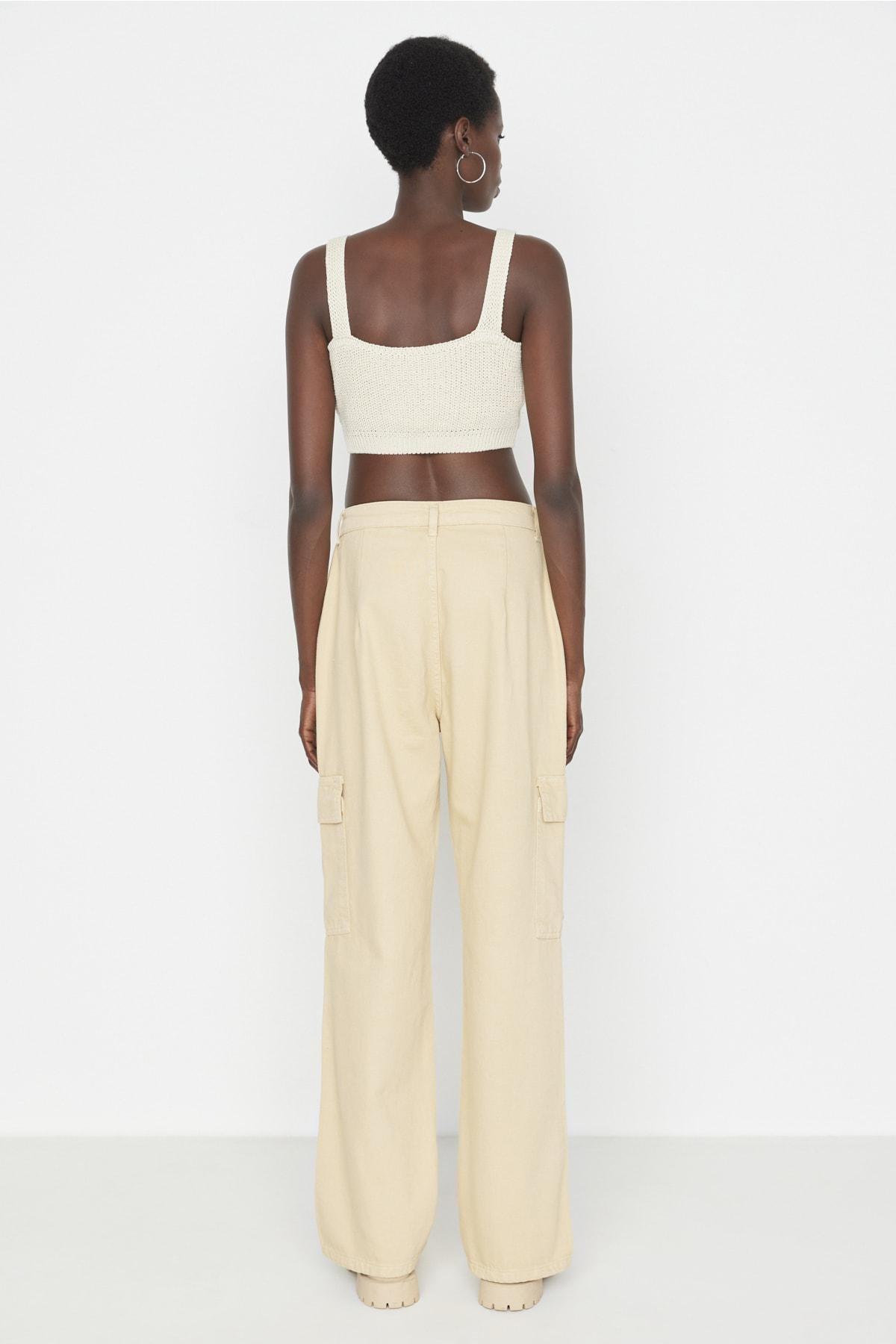 Beige 90S Wide Leg Jeans, , large image number 5