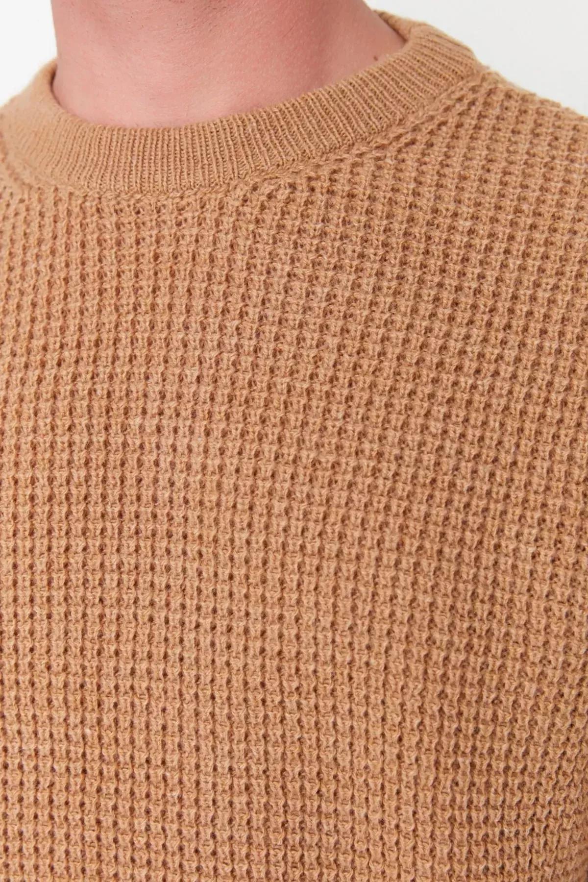 Brown Crew Neck Sweater, Brown, large image number 6