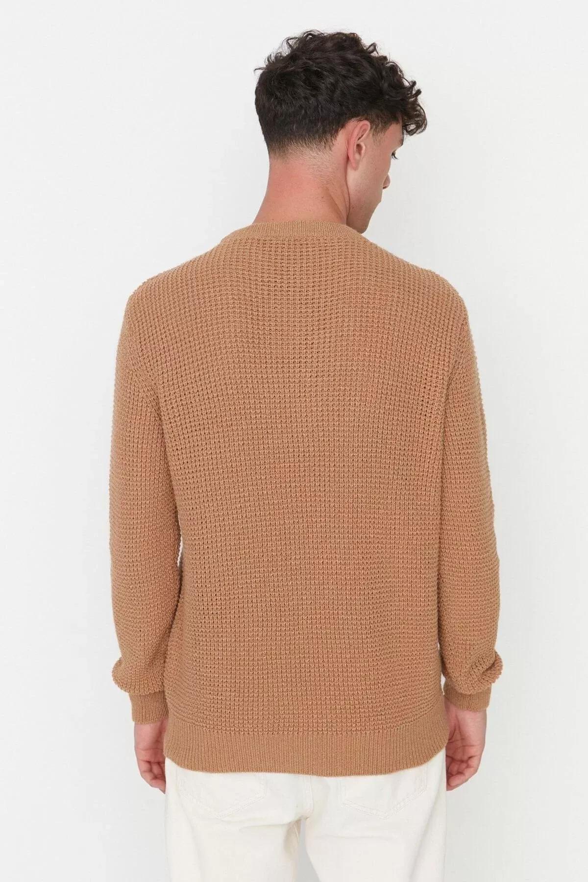 Brown Crew Neck Sweater, Brown, large image number 8