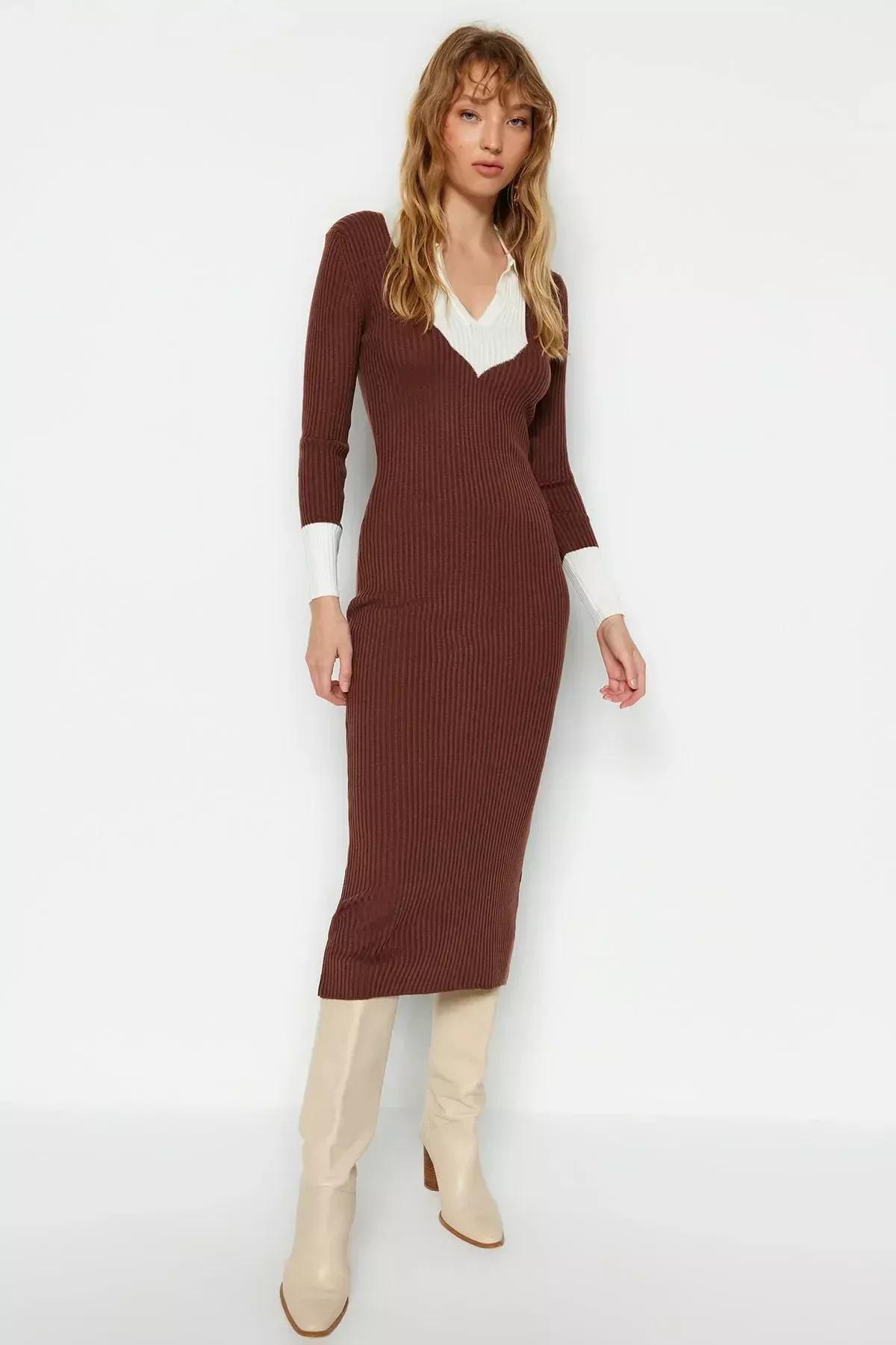 Brown Bodycon Dress, Brown, medium