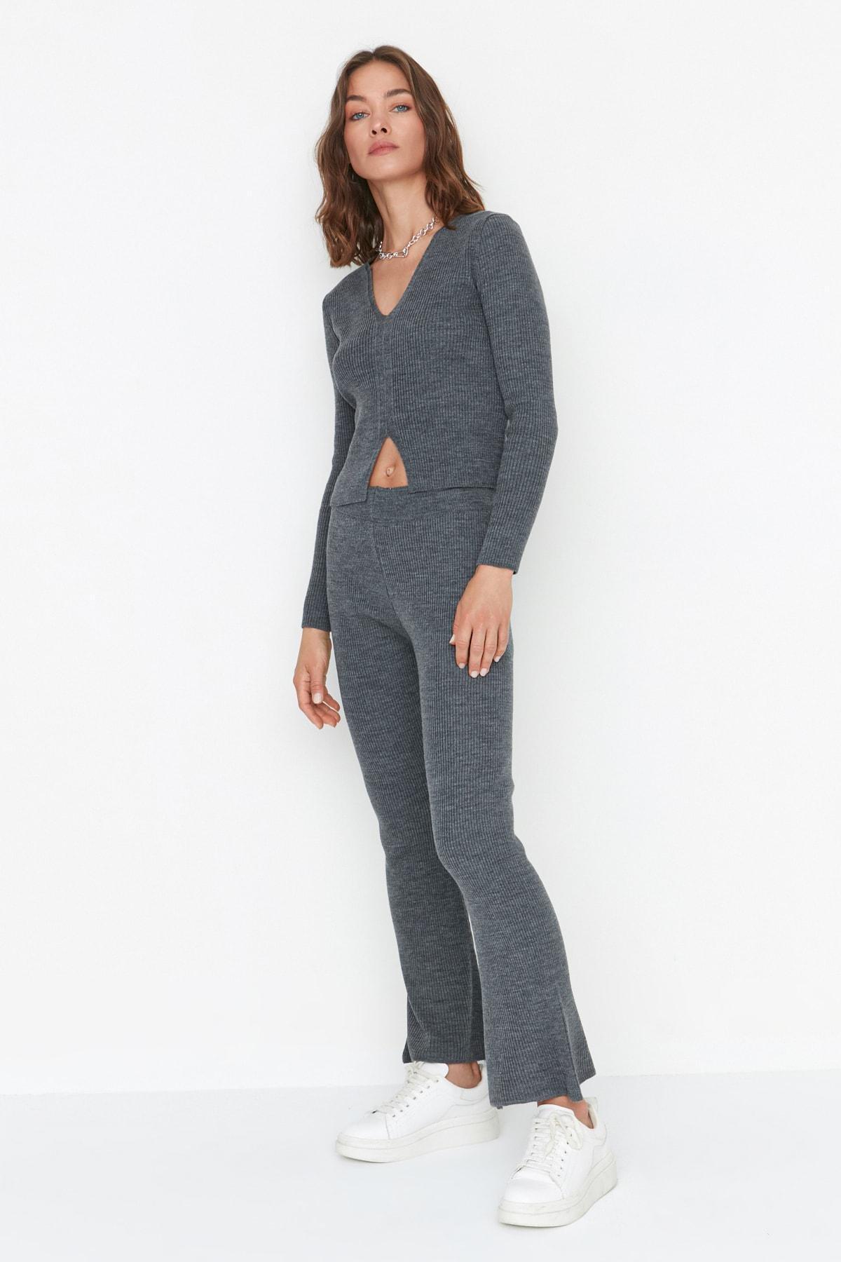 Grey V-Neck Co-Ord Set, , large image number 2