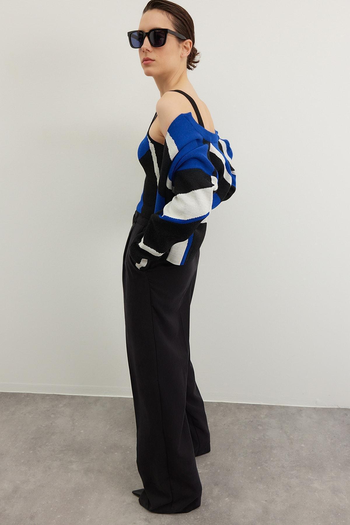 Blue Colour Block Cardigan, , large image number 6