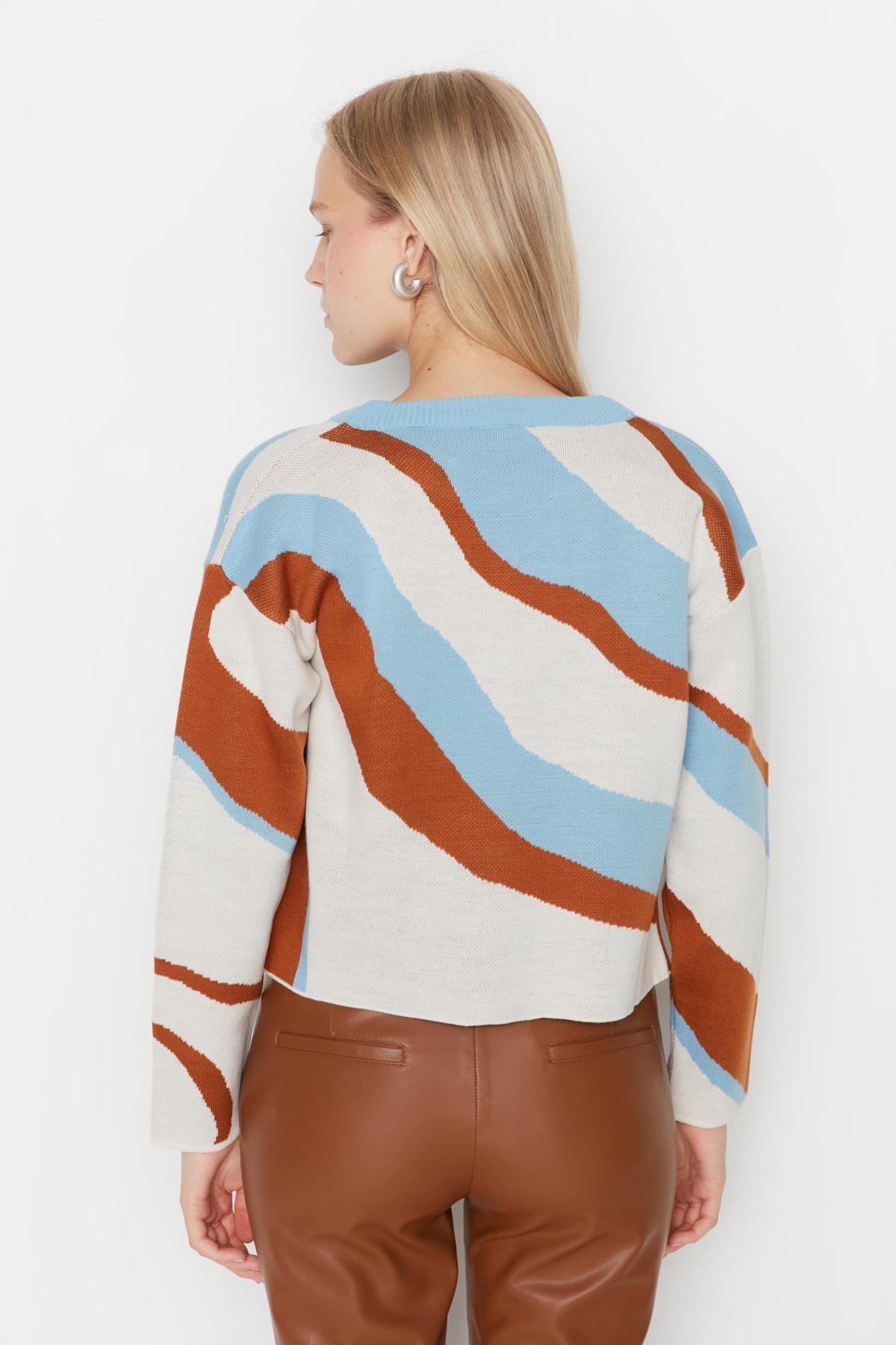 Blue Colour Block Cardigan, , large image number 9