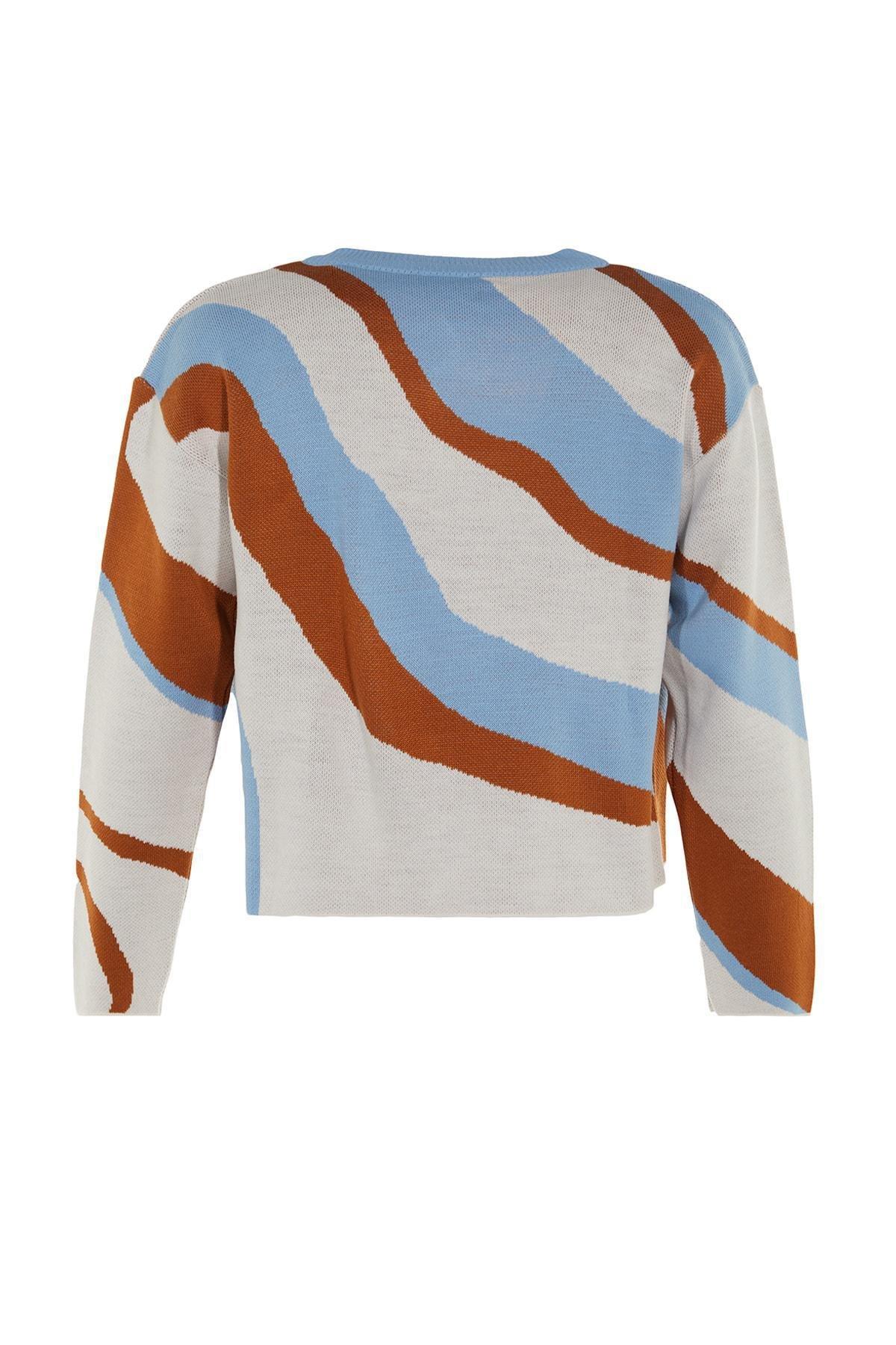 Blue Colour Block Cardigan, , large image number 13