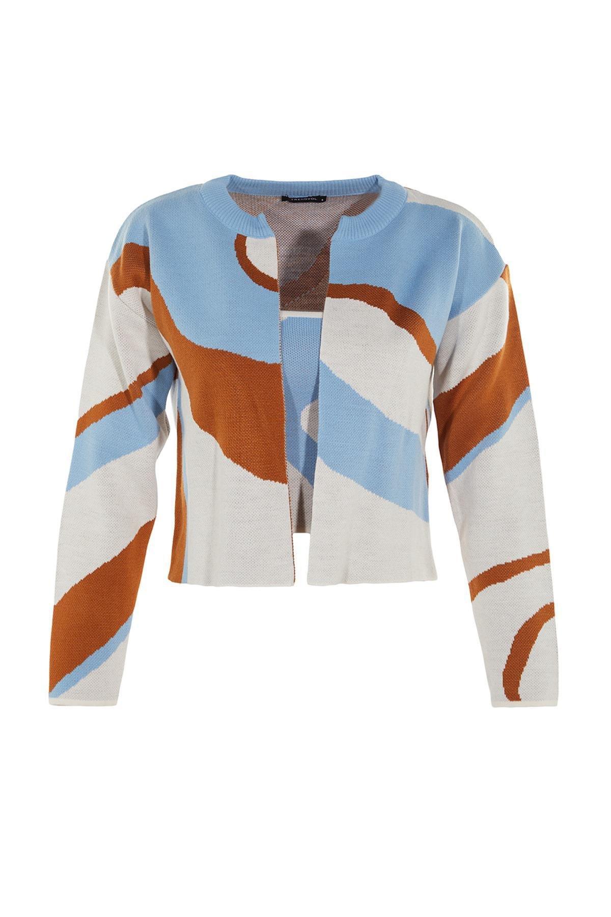Blue Colour Block Cardigan, , large image number 15
