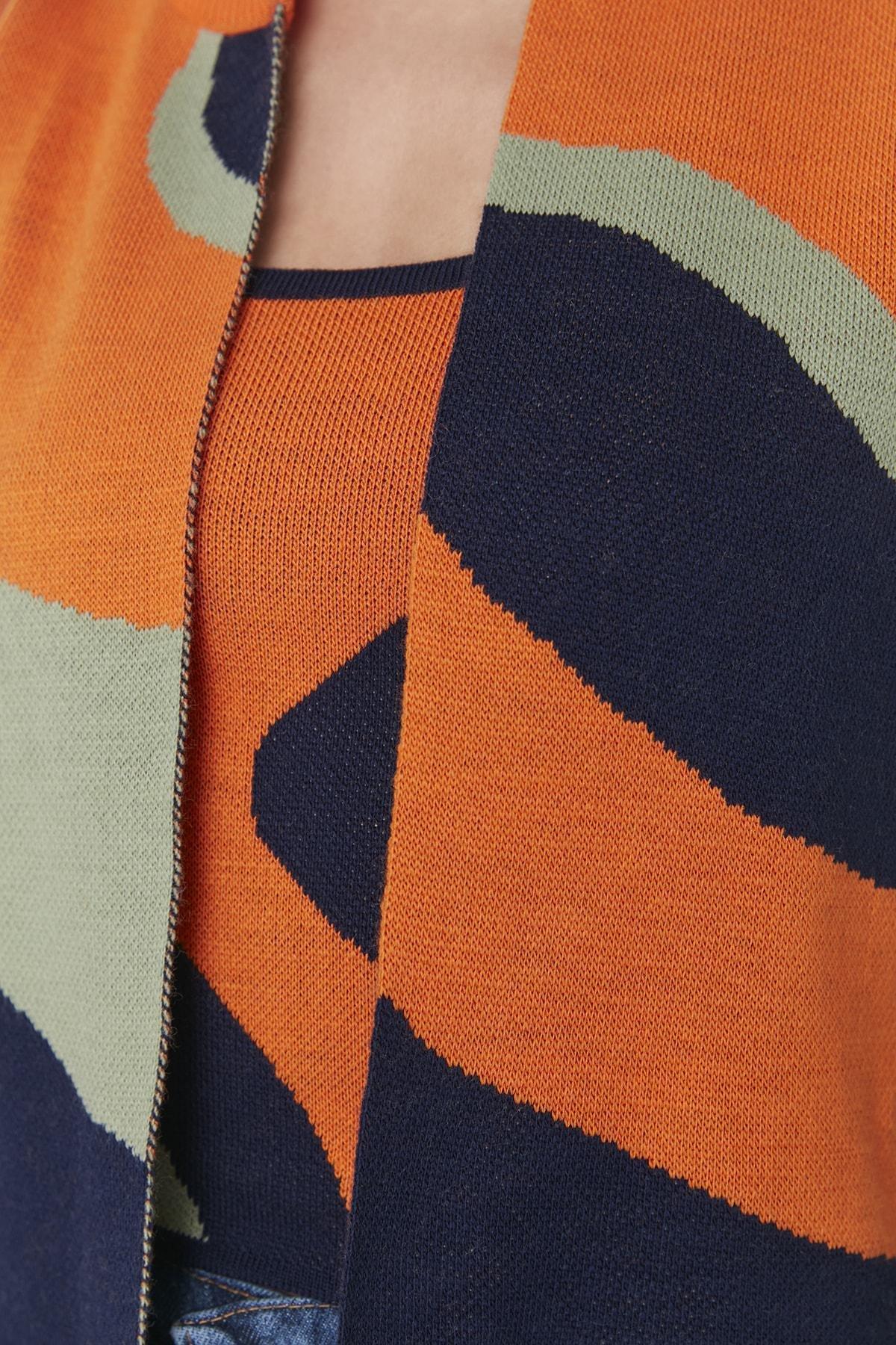 Orange Crew Neck Cardigan, , large image number 5
