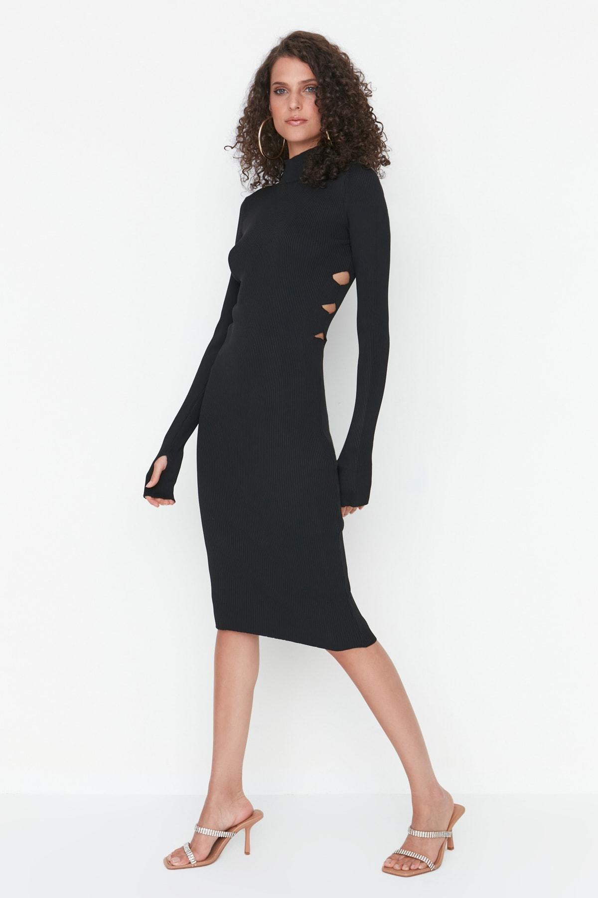 Black Bodycon Midi Dress, , large image number 1