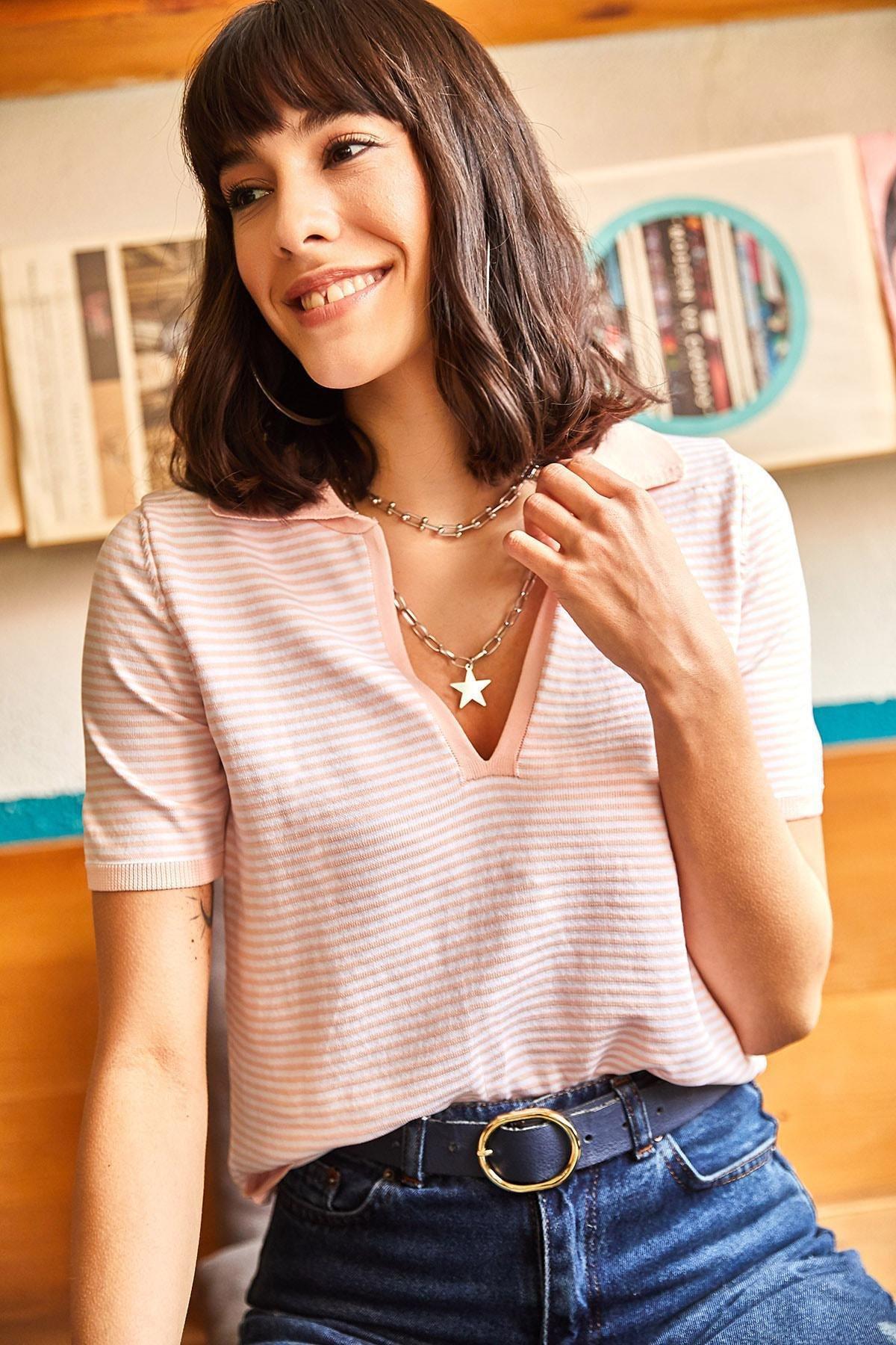 Pink Striped Blouse, POWDER, large image number 3