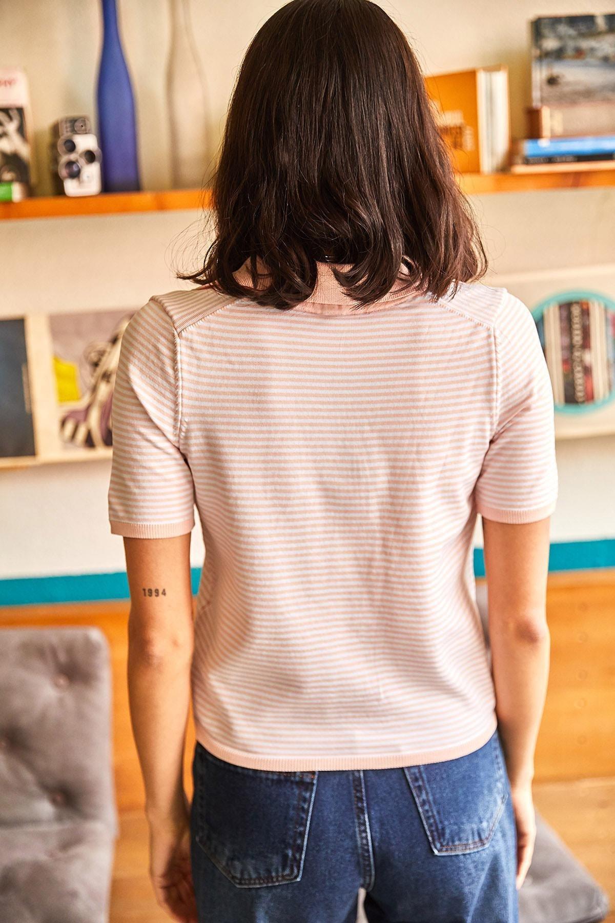 Pink Striped Blouse, POWDER, large image number 4