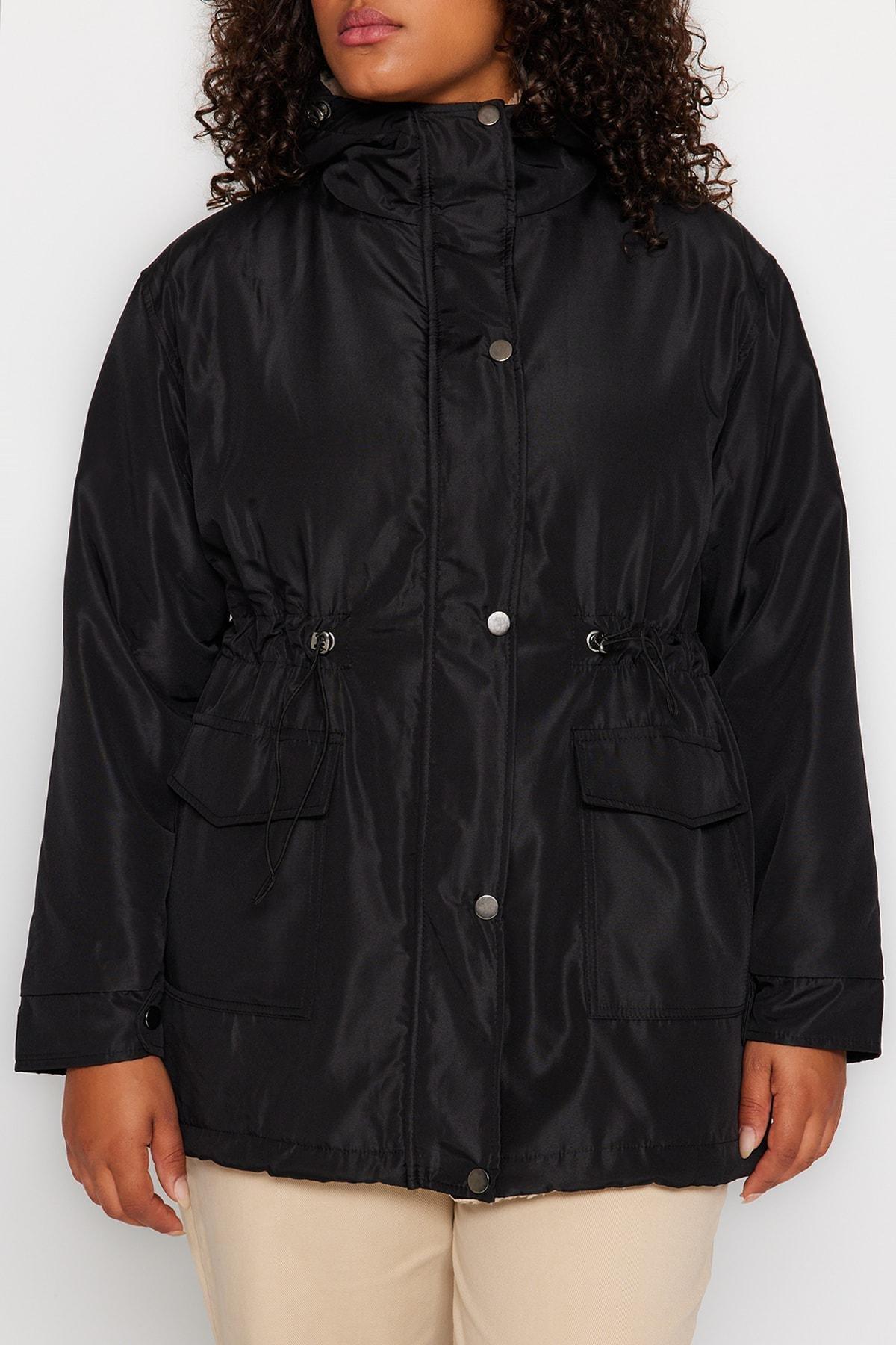 Black Parka Plus Size Jacket, , large image number 3