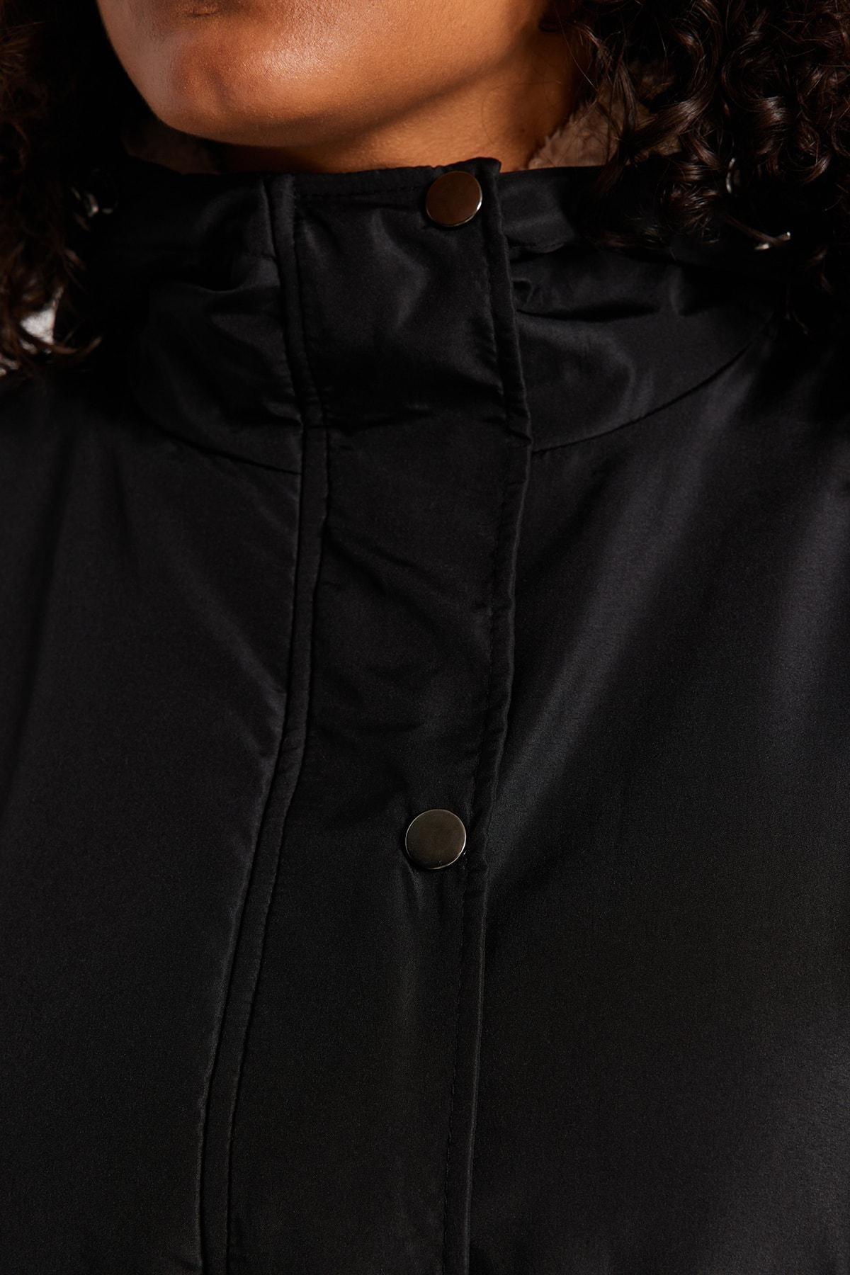 Black Parka Plus Size Jacket, , large image number 4