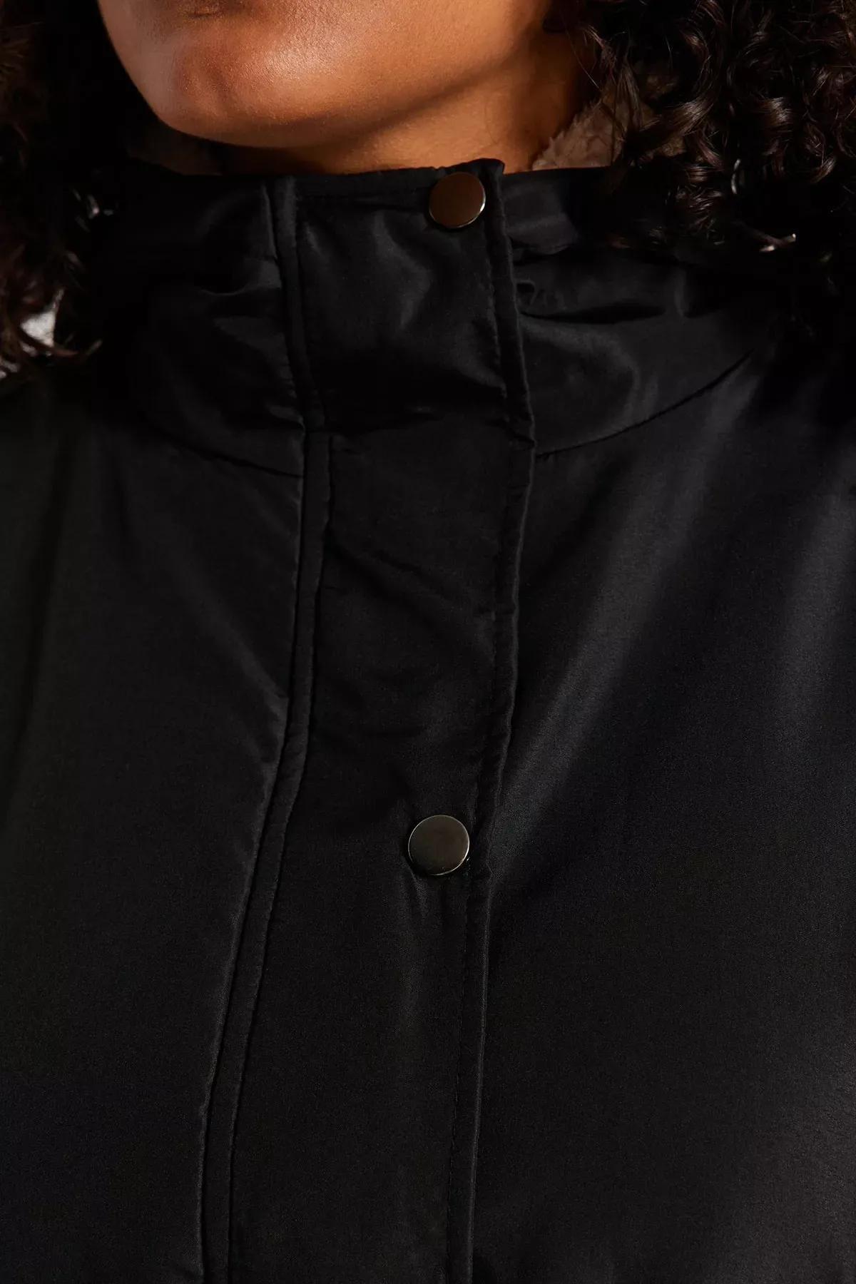 Black Parka Plus Size Jacket, BLACK, large image number 4