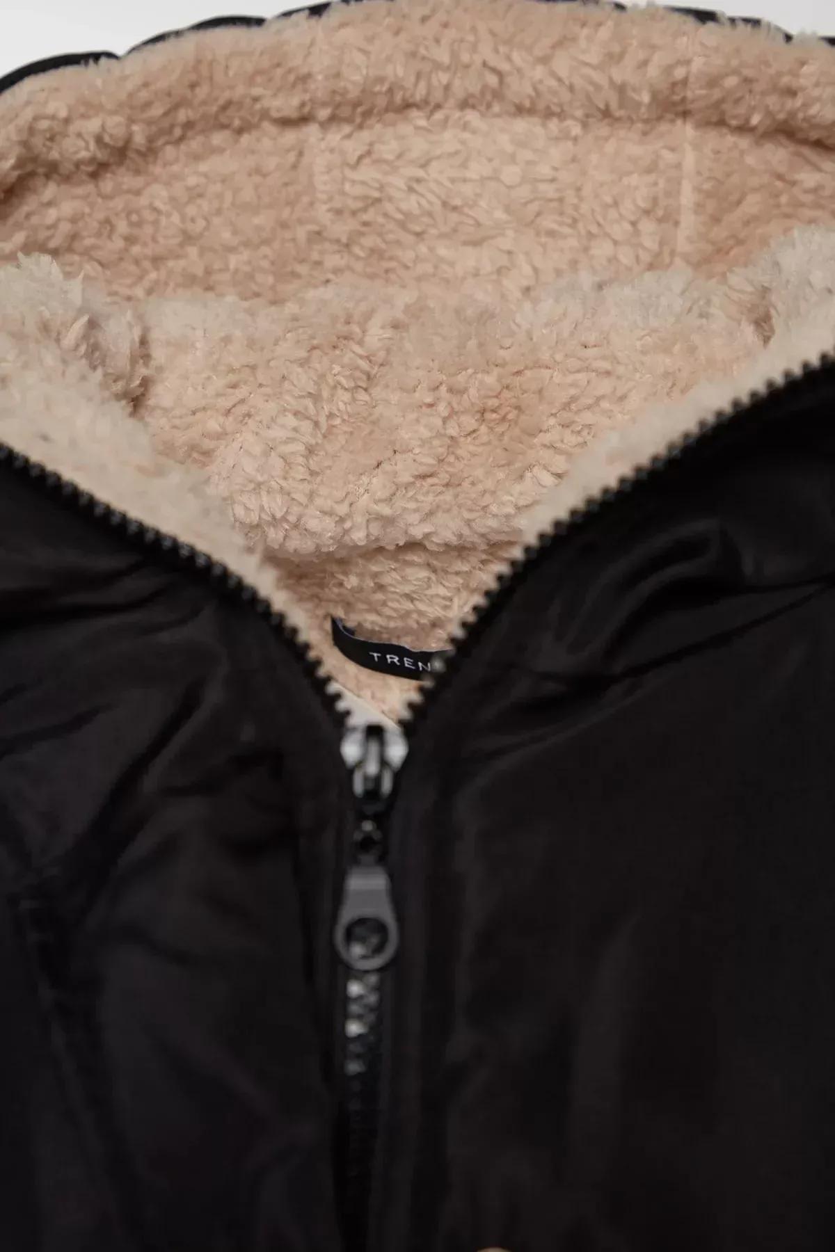 Black Parka Plus Size Jacket, BLACK, large image number 6