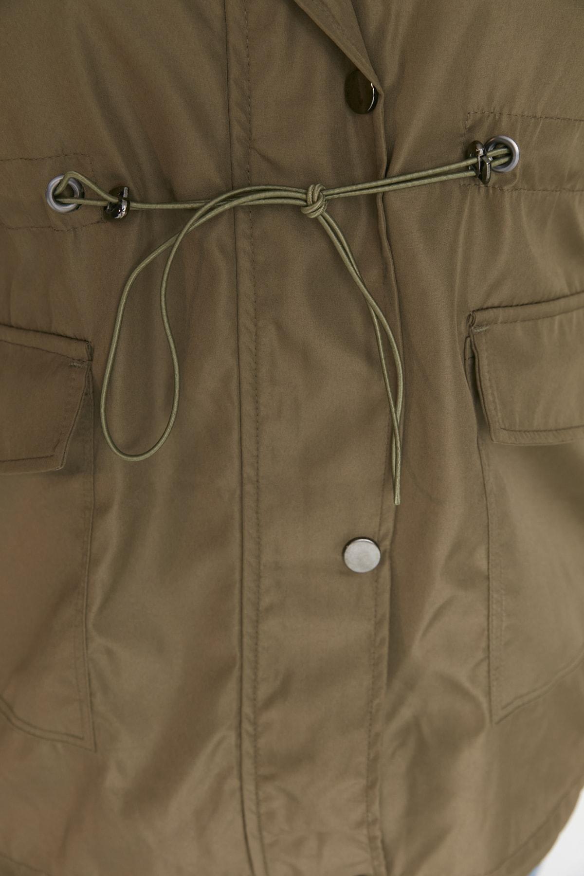Khaki Parkas Breasted Plus Size Jacket, C101_7015, large image number 3