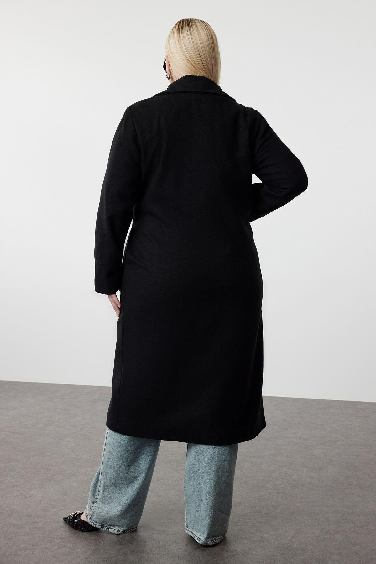Black oversized coat, BLACK, large image number 5