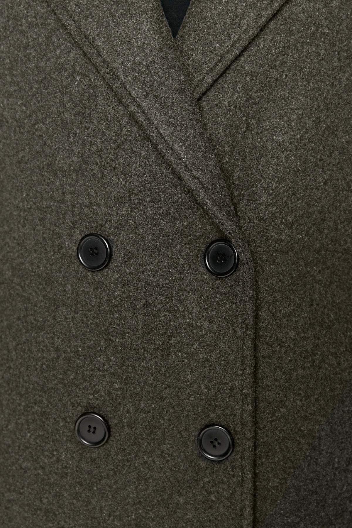Black Double Breasted Plus Size Coat, , large image number 4