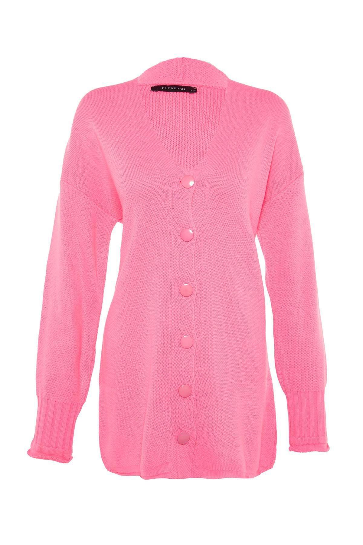 Trendyol - Pink Relaxed Long Cardigan