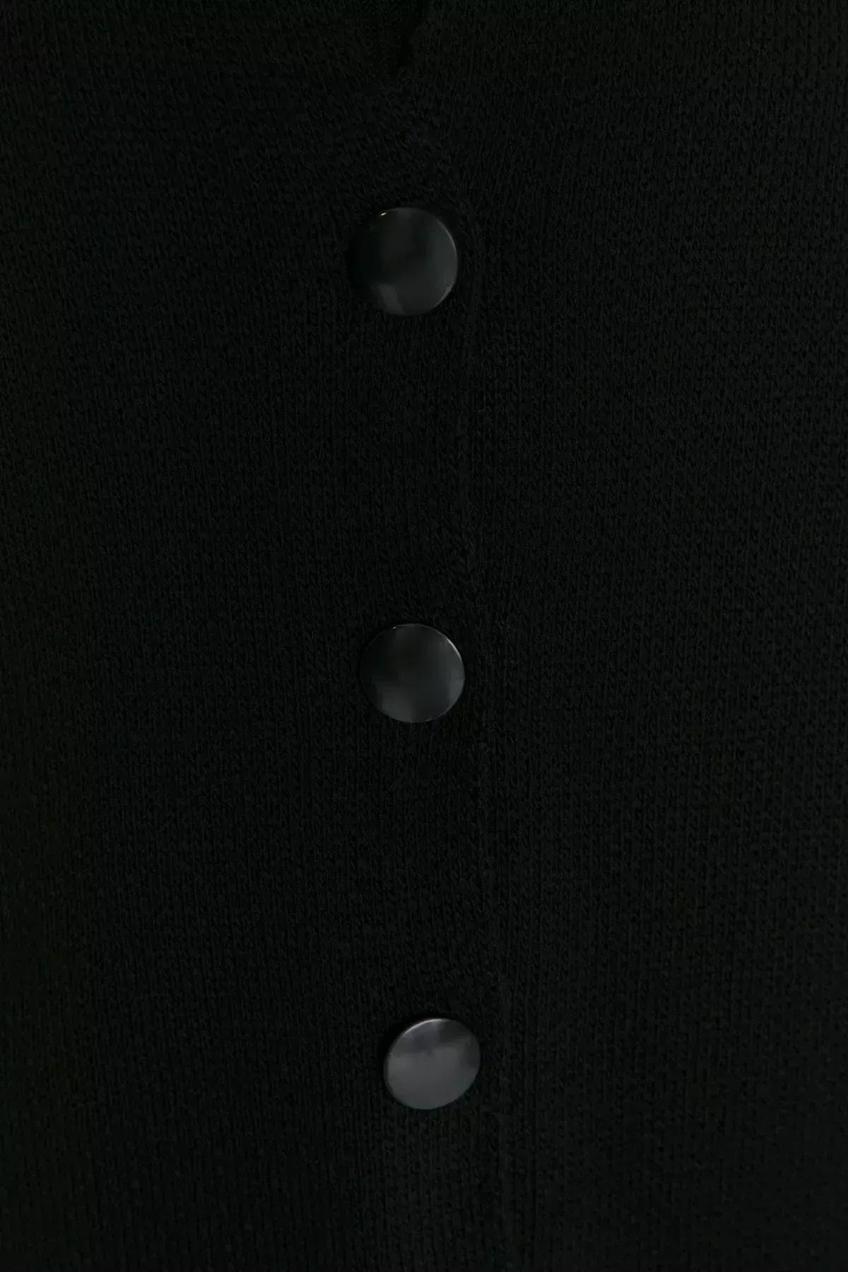 Black Relaxed Long Cardigan, Black, large image number 1