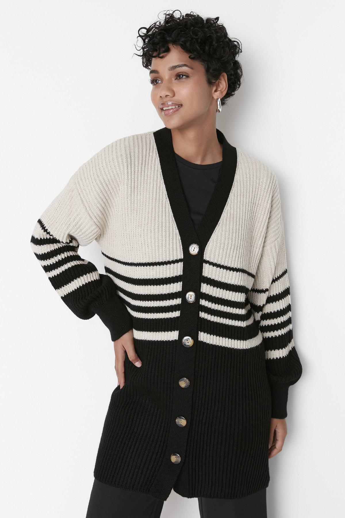 Black V-Neck Cardigan, , large image number 0