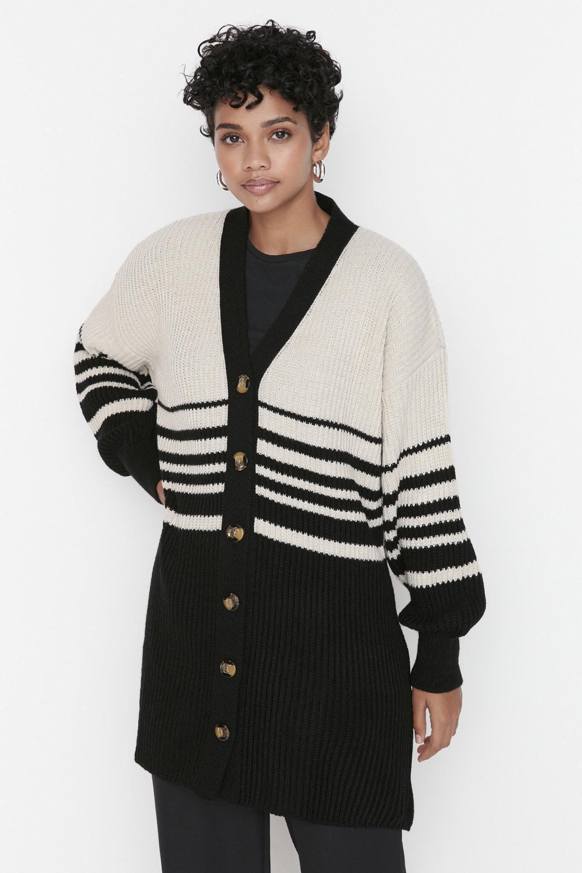 Black V-Neck Cardigan, , large image number 2