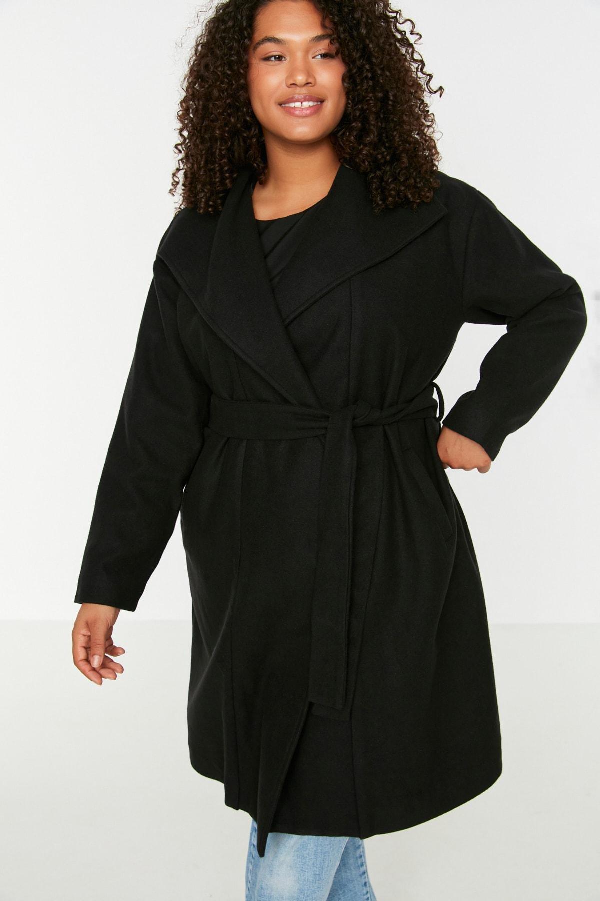 Black Puffer Plus Size Coat, , large image number 0