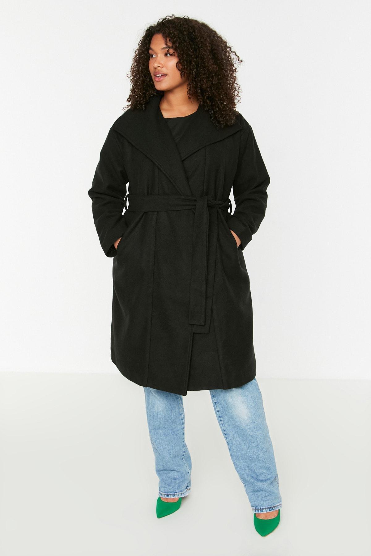 Black Puffer Plus Size Coat, , large image number 1