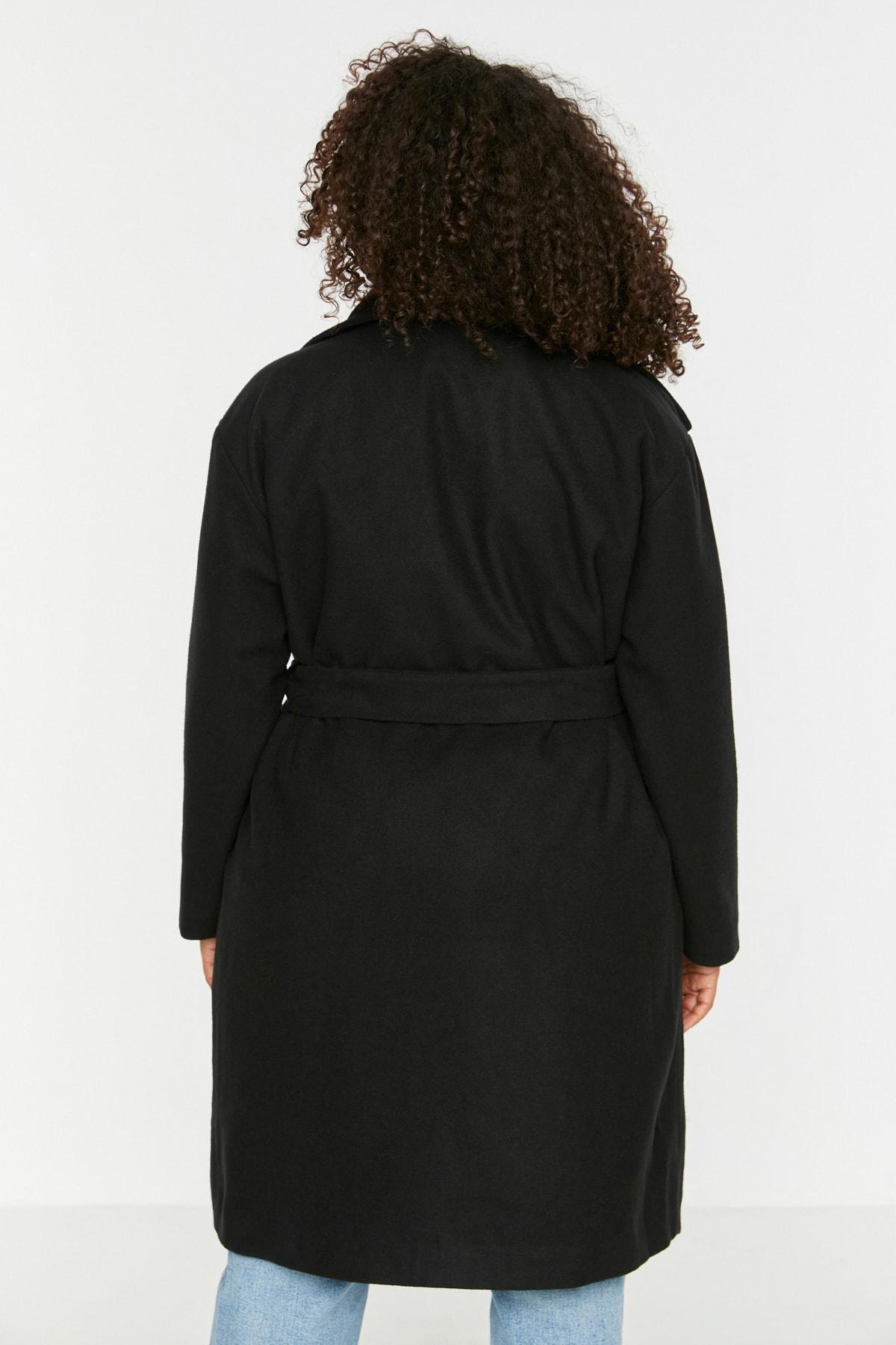 Black Puffer Plus Size Coat, , large image number 4