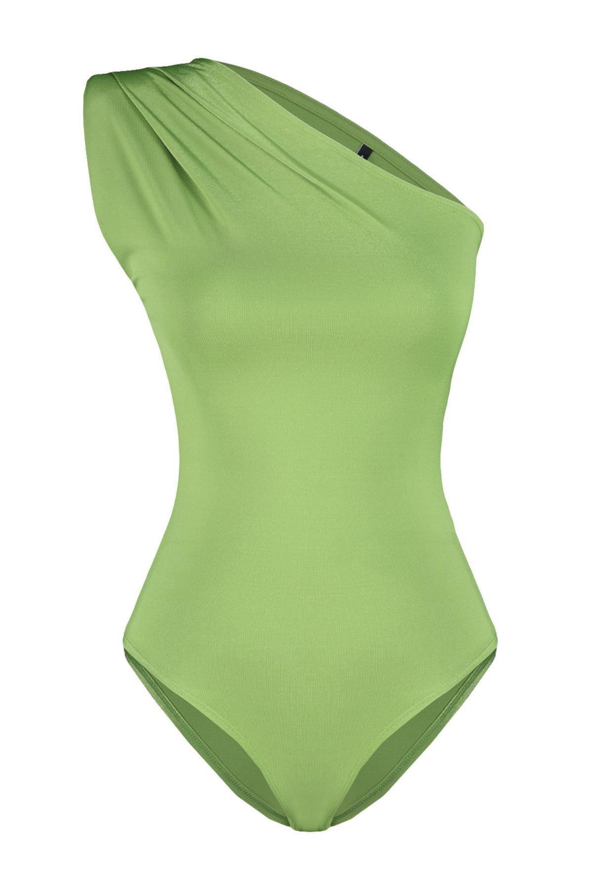 Fitted Asymmetric Collar Bodysuit, , large image number 5