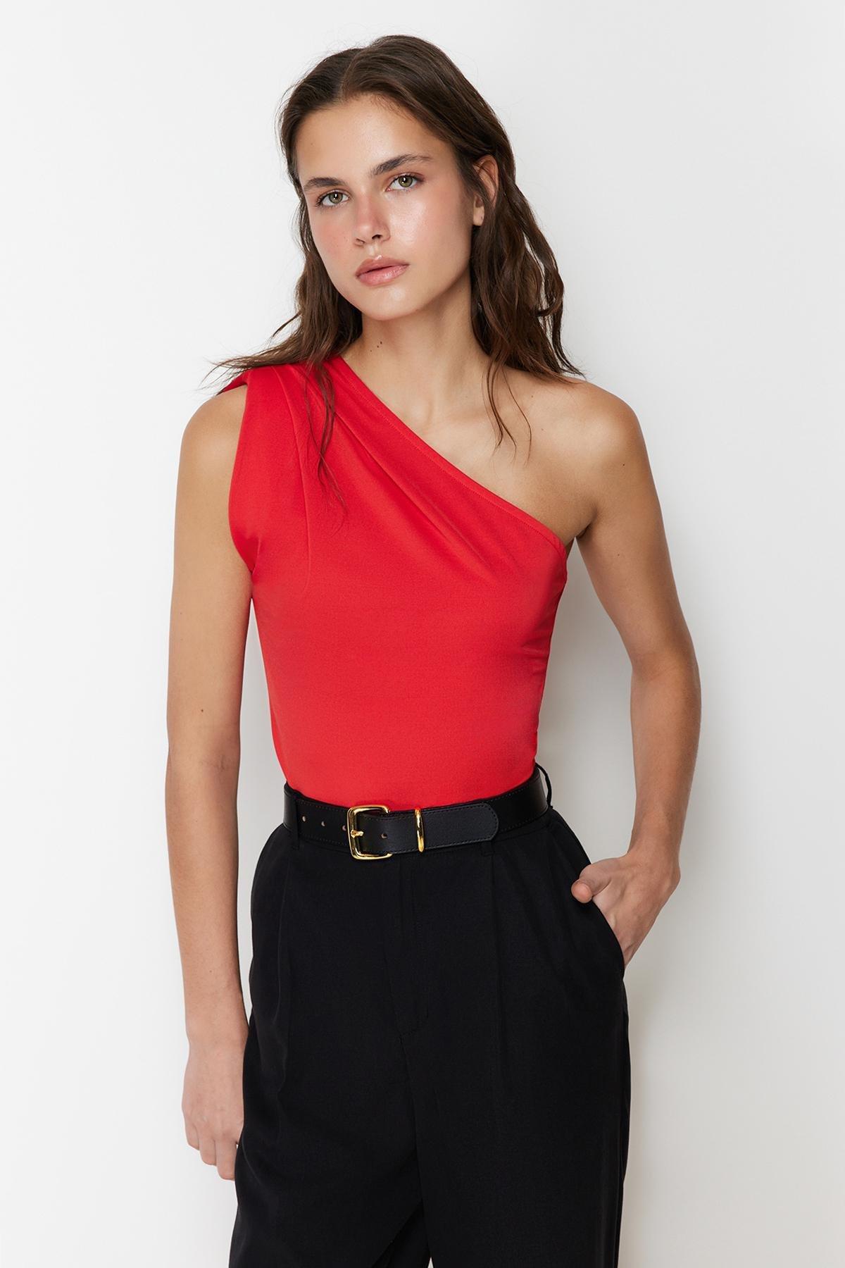 Asymmetric Collar Bodysuit, , large image number 0